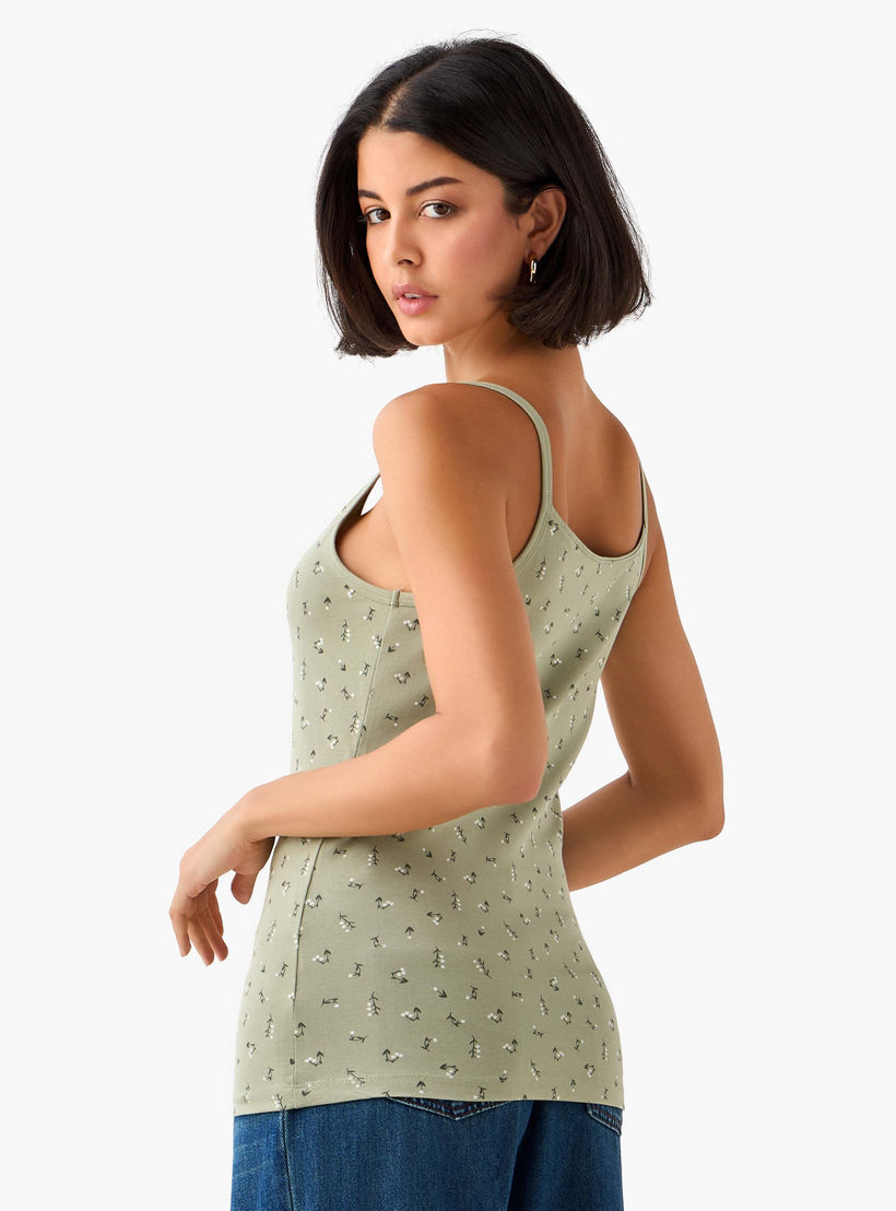 Tank Top with Spaghetti Straps and Floral Print-women-clothing-tshirts-image-3