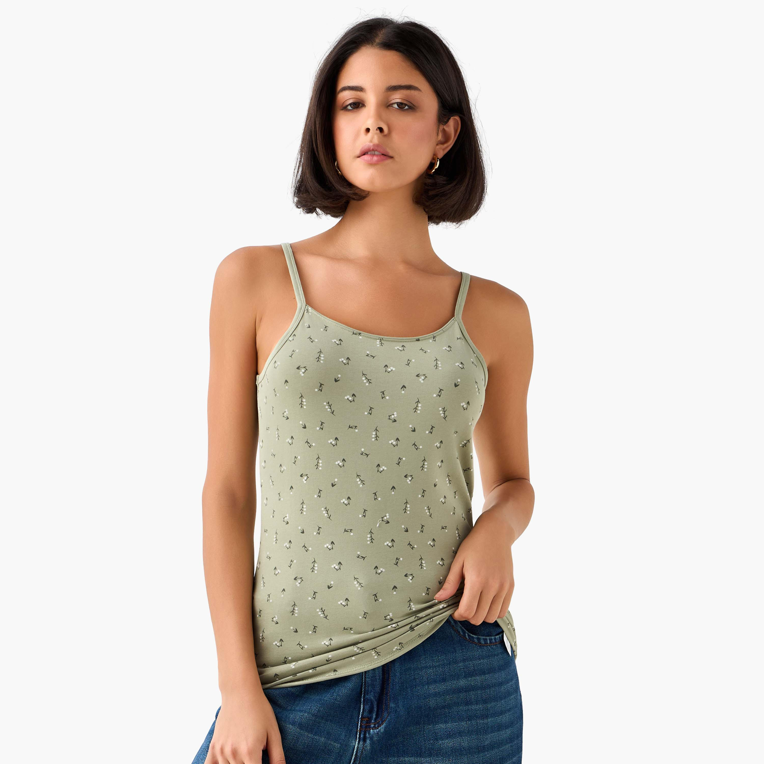 Tank Top with Spaghetti Straps and Floral Print-women-clothing-tshirts-image-6
