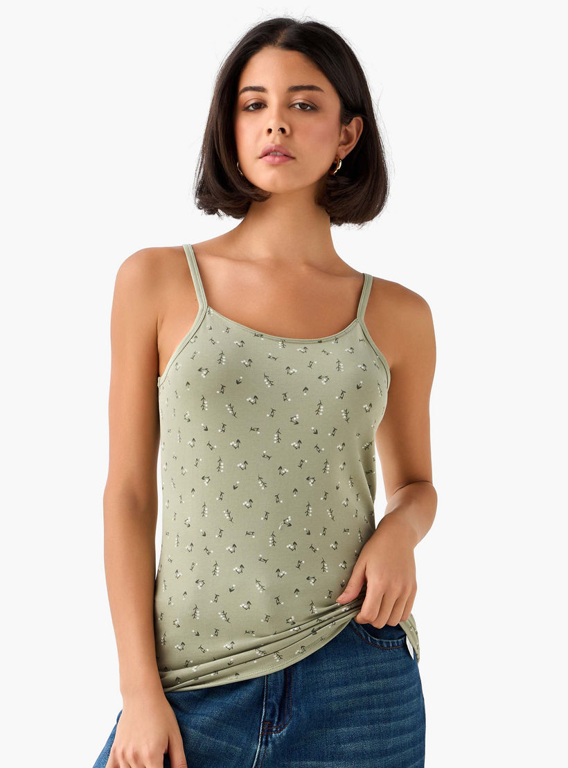 Tank Top with Spaghetti Straps and Floral Print-women-clothing-tshirts-image-6