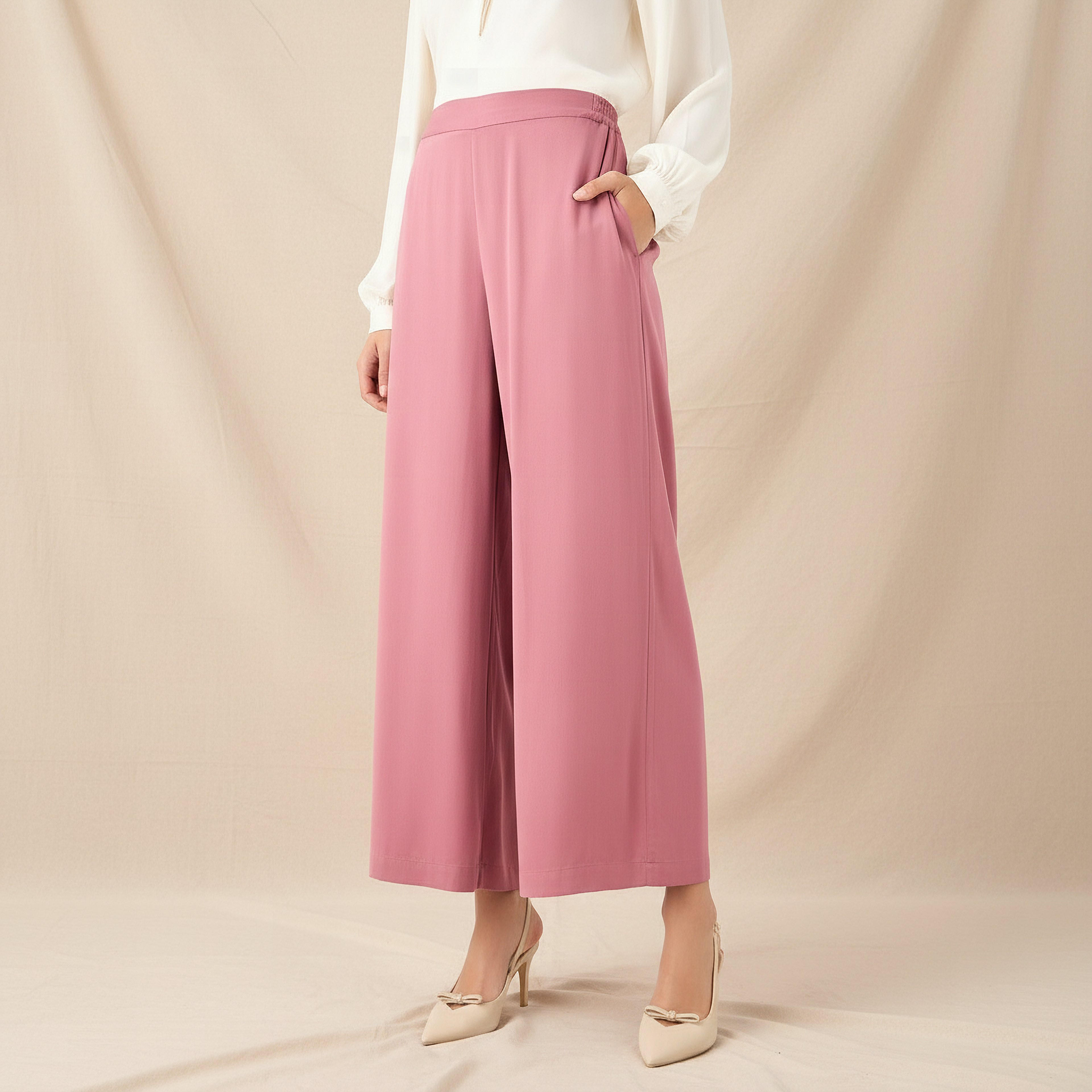 بنطلون بلازو بقصّة مريحة وخصر مرن-women-clothing-bottoms-trousers-image-1