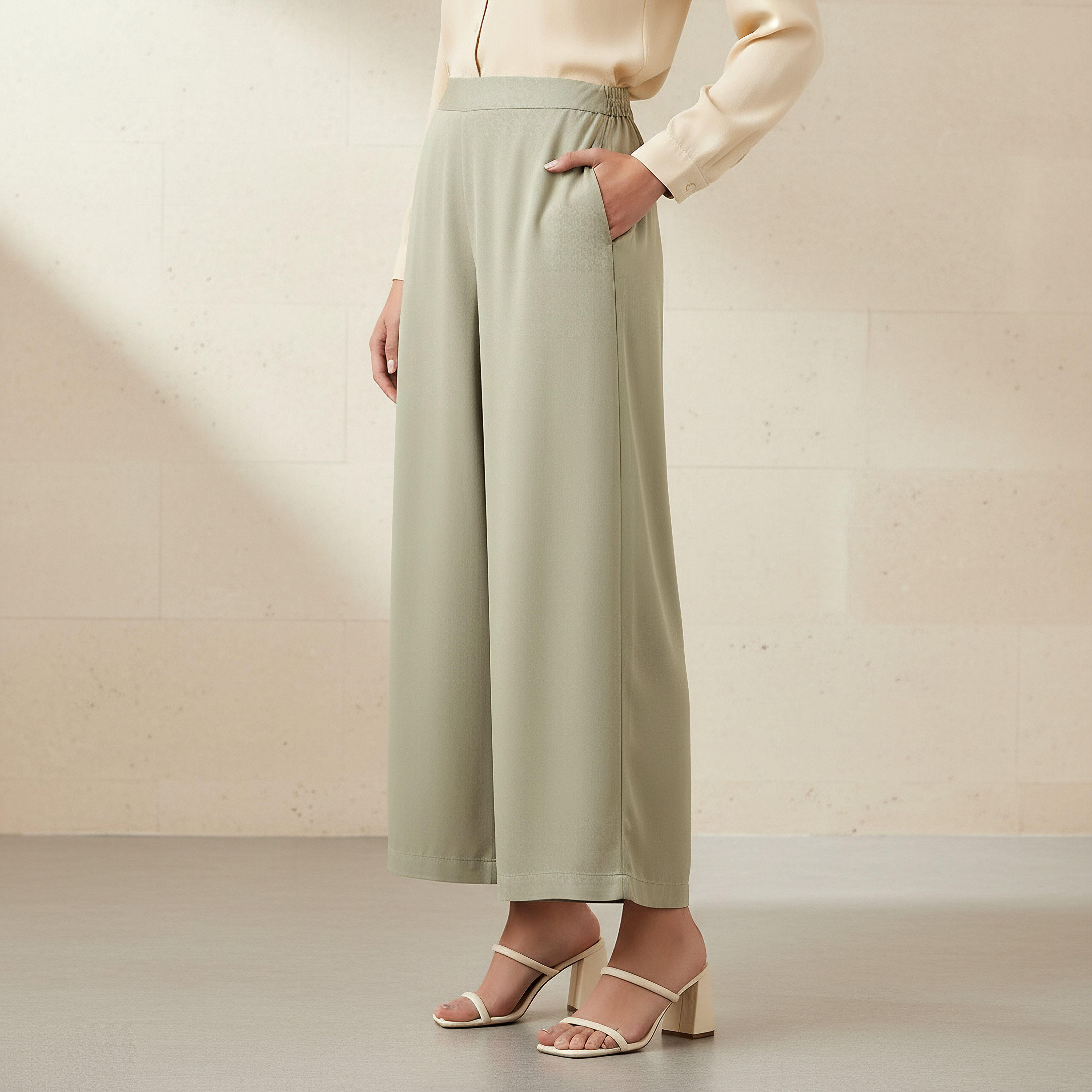 بنطلون بالازو رايون بخصر مرن وقصة مريحة-women-clothing-bottoms-trousers-image-1
