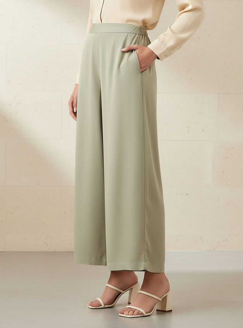 بنطلون بالازو رايون بخصر مرن وقصة مريحة-women-clothing-bottoms-trousers-image-1