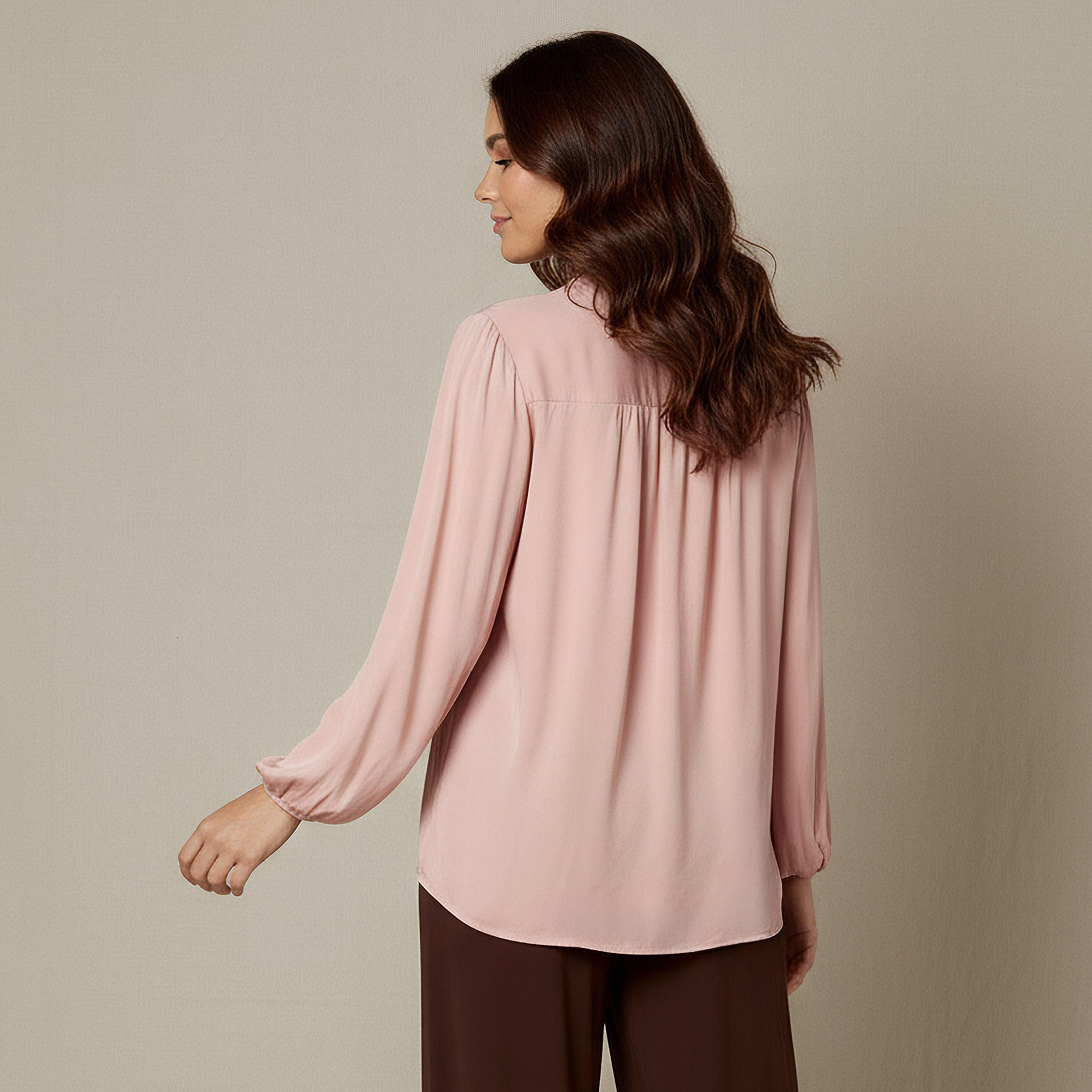 Regular Fit Viscose Top with Mandarin Collar-women-clothing-shirtsandblouses-blouses-image-3