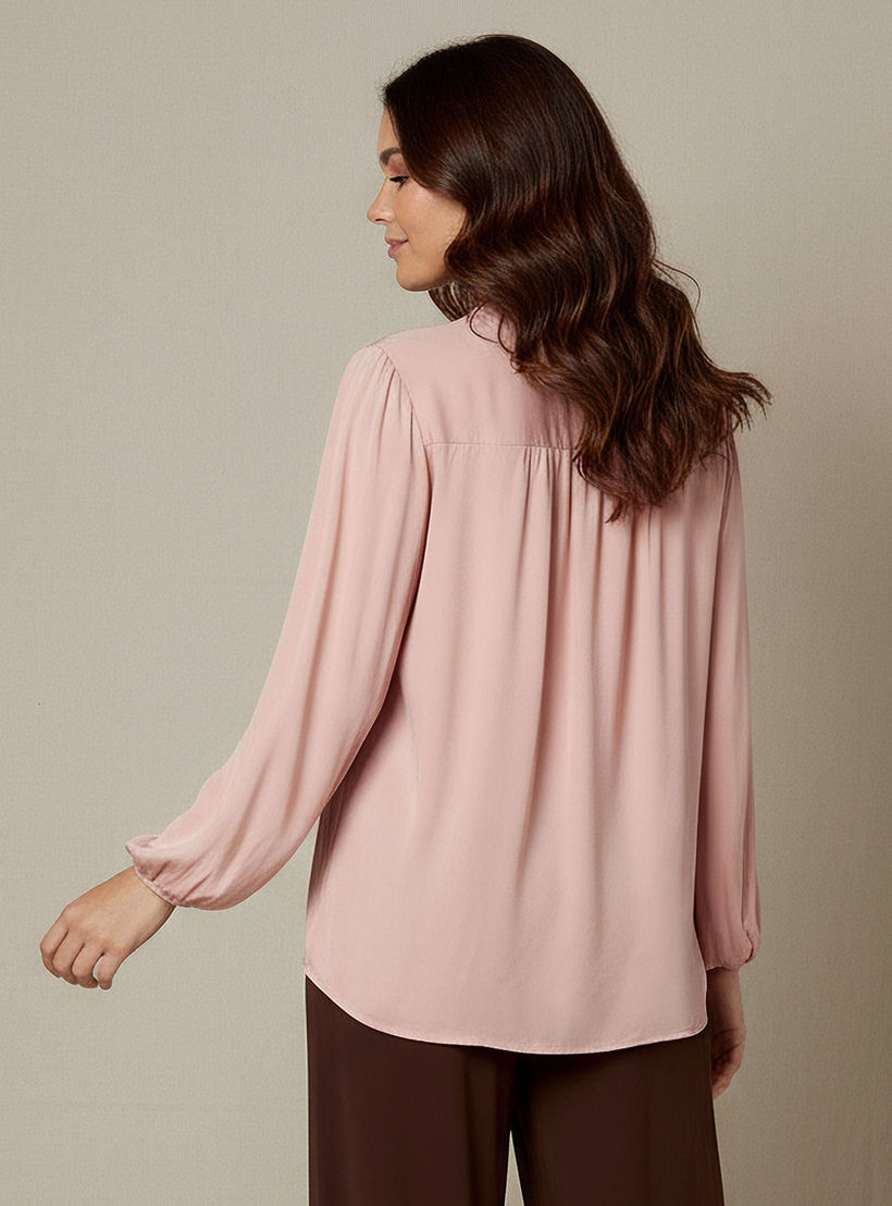 Regular Fit Viscose Top with Mandarin Collar-women-clothing-shirtsandblouses-blouses-image-3