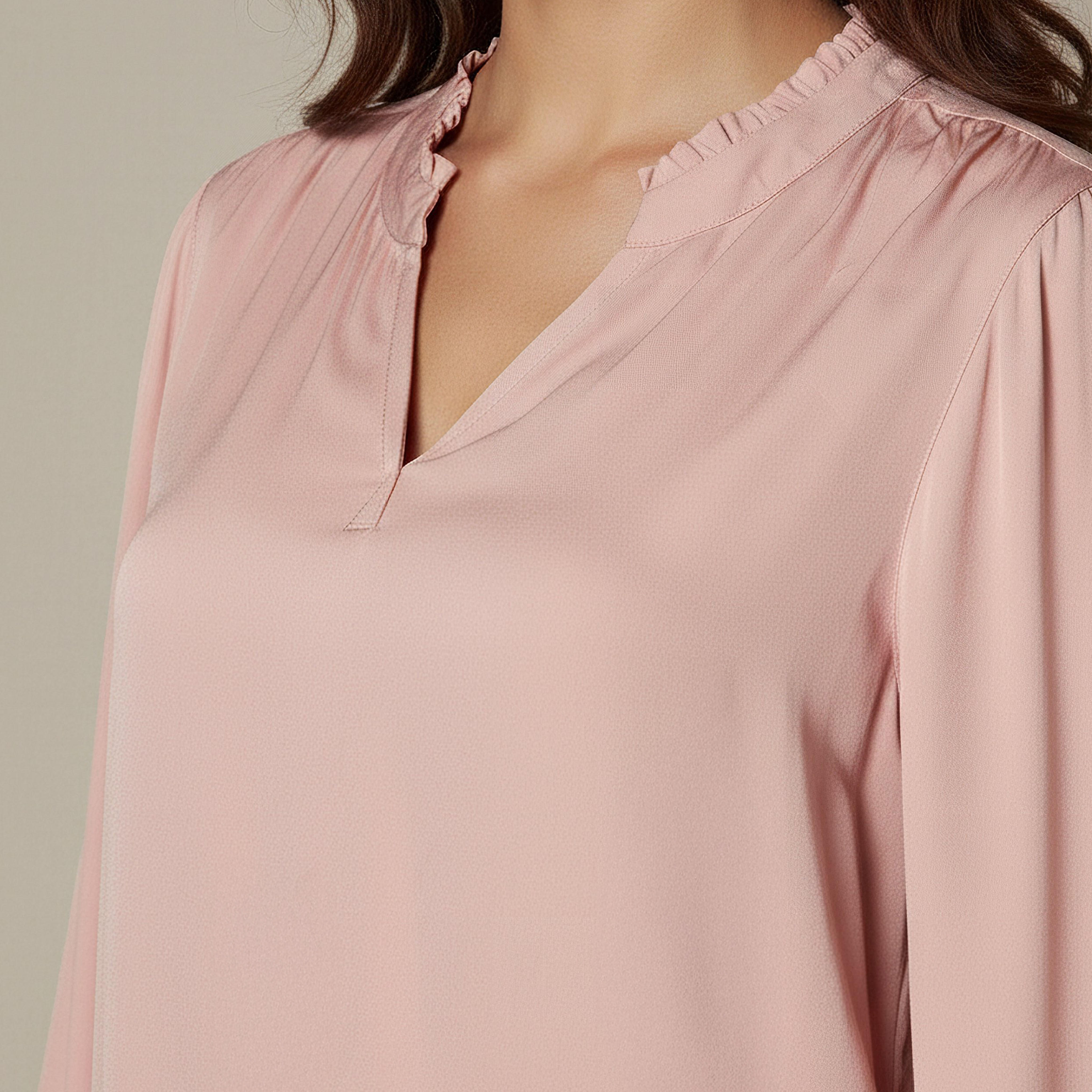 Regular Fit Viscose Top with Mandarin Collar-women-clothing-shirtsandblouses-blouses-image-4