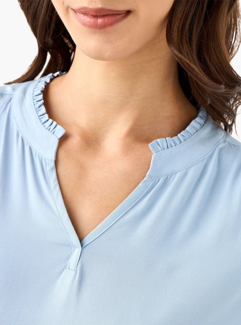 Regular Fit Viscose Top with Mandarin Collar-women-clothing-shirtsandblouses-blouses-image-3