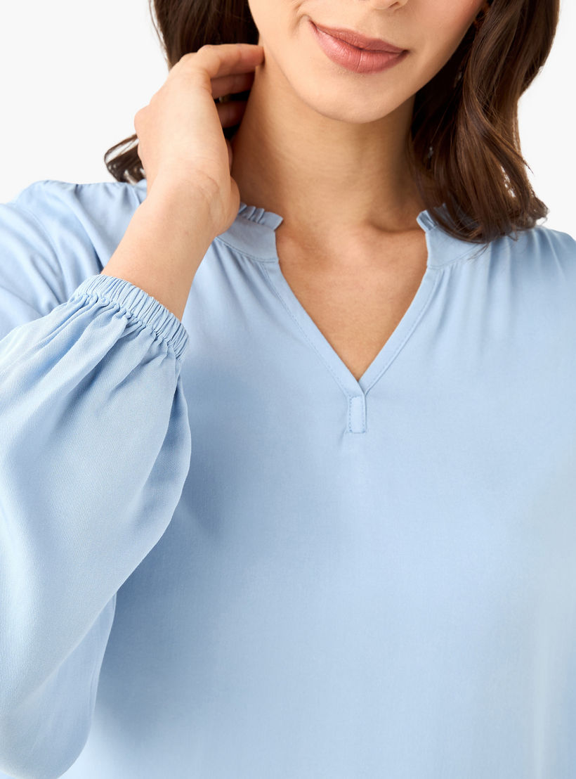 Regular Fit Viscose Top with Mandarin Collar-women-clothing-shirtsandblouses-blouses-image-5