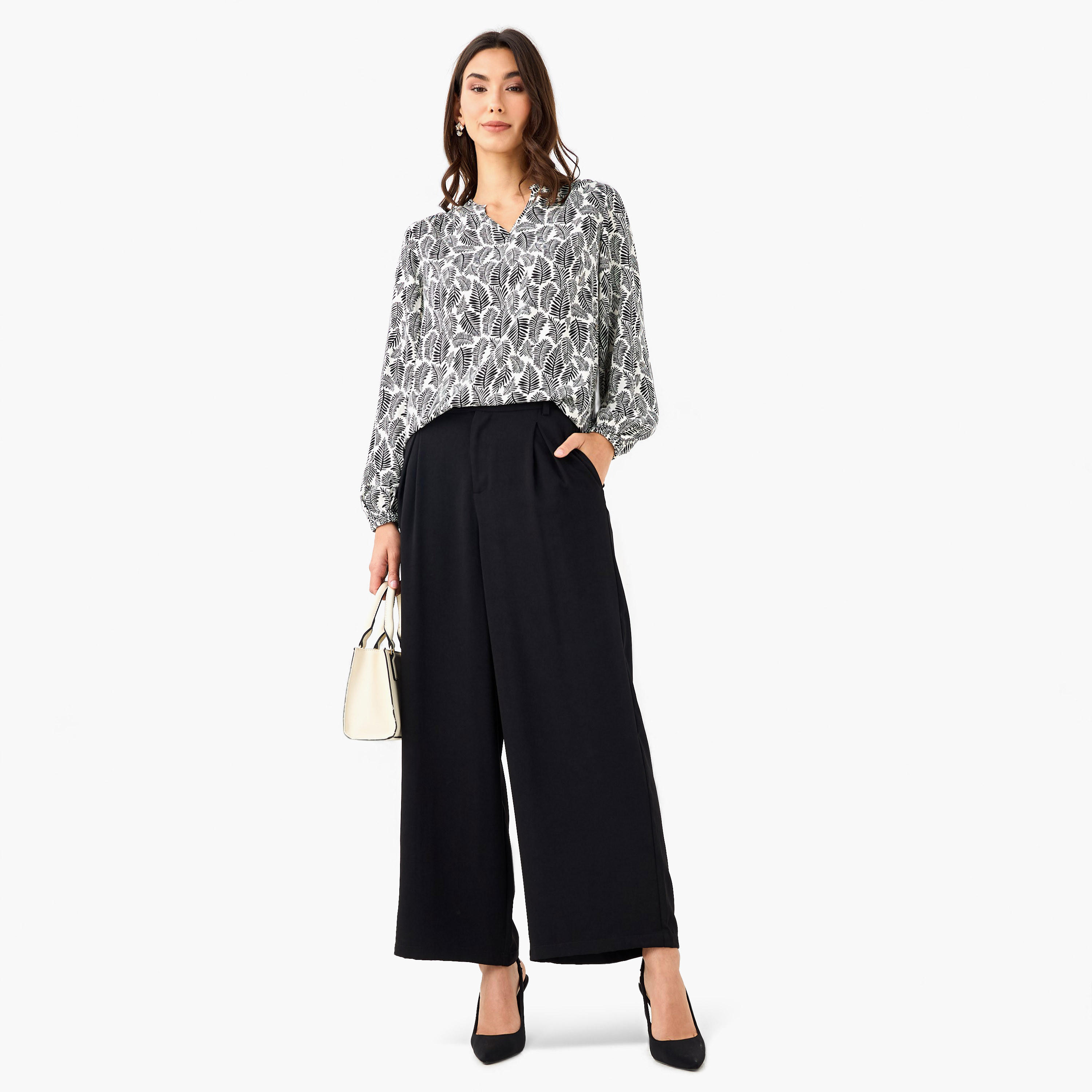 Regular Fit Viscose Top with Mandarin Collar-women-clothing-shirtsandblouses-blouses-image-2