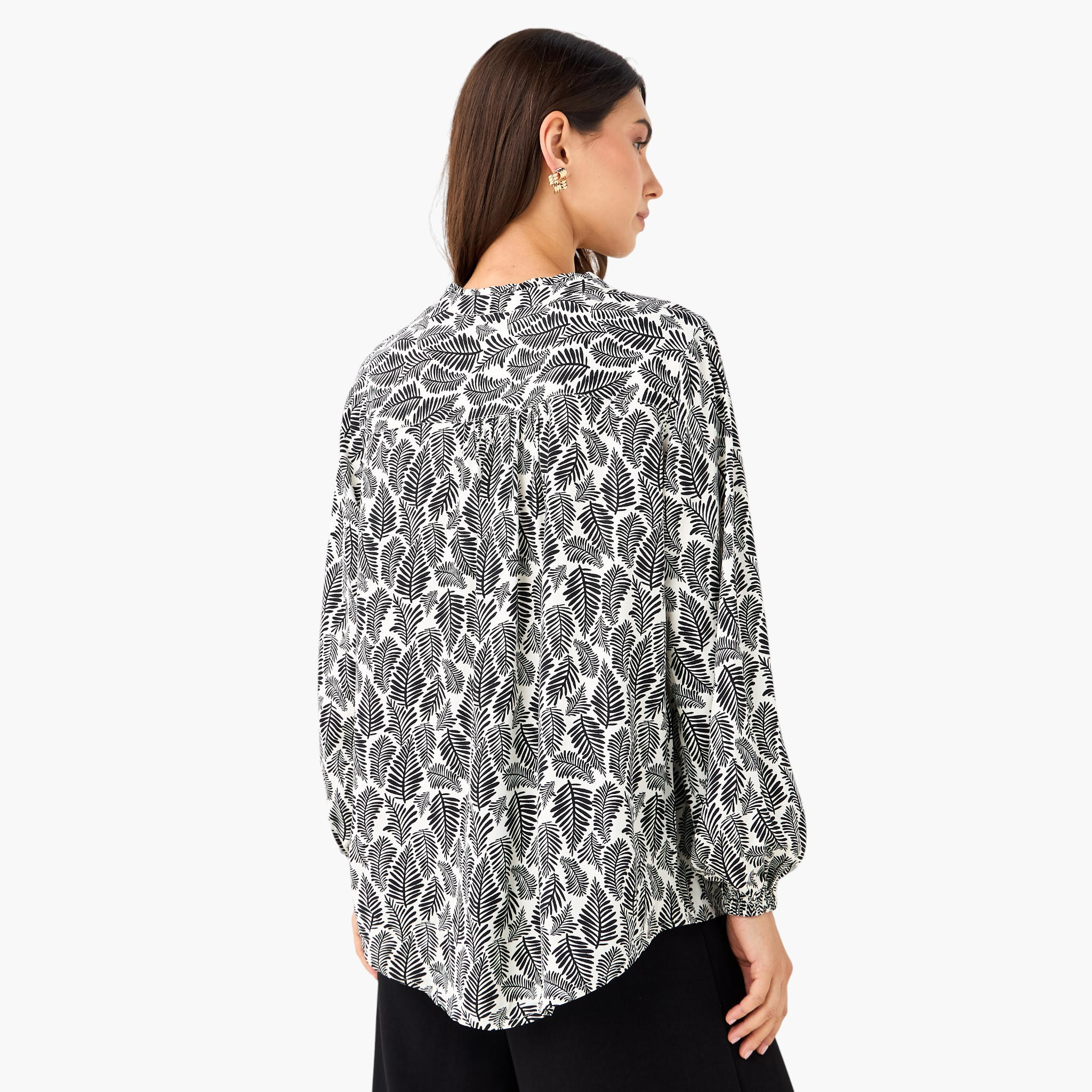 Regular Fit Viscose Top with Mandarin Collar-women-clothing-shirtsandblouses-blouses-image-3