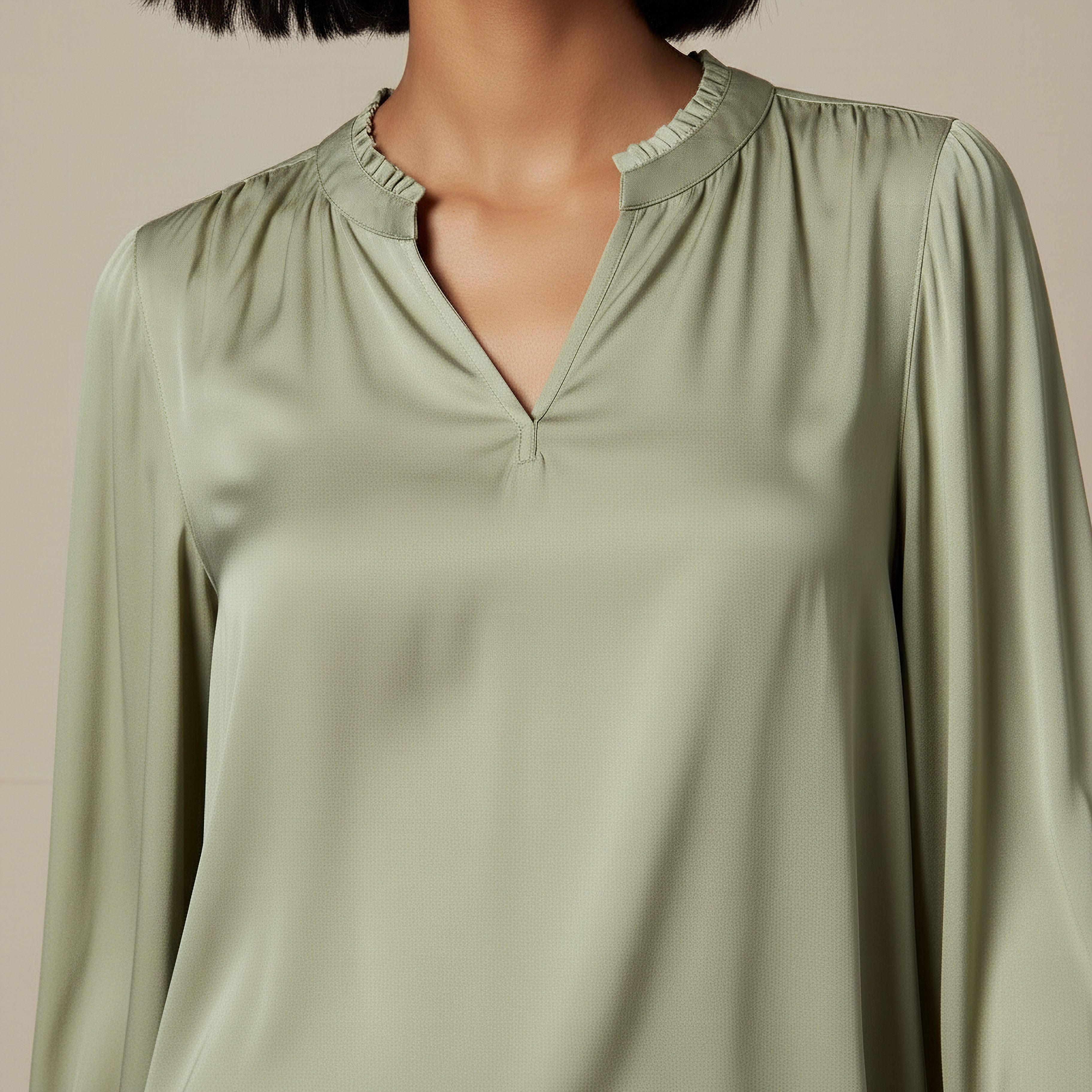 Regular Fit Viscose Top with Ruffle Trim-women-clothing-shirtsandblouses-blouses-image-3