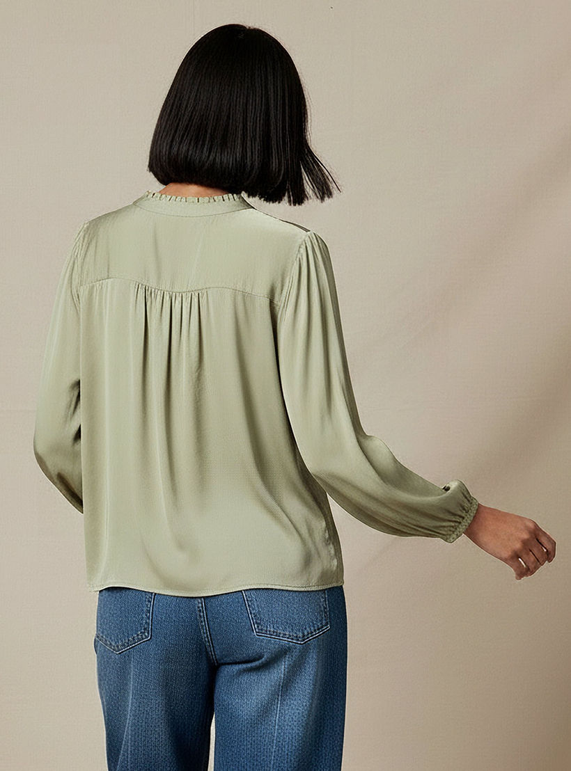 Regular Fit Viscose Top with Ruffle Trim-women-clothing-shirtsandblouses-blouses-image-4