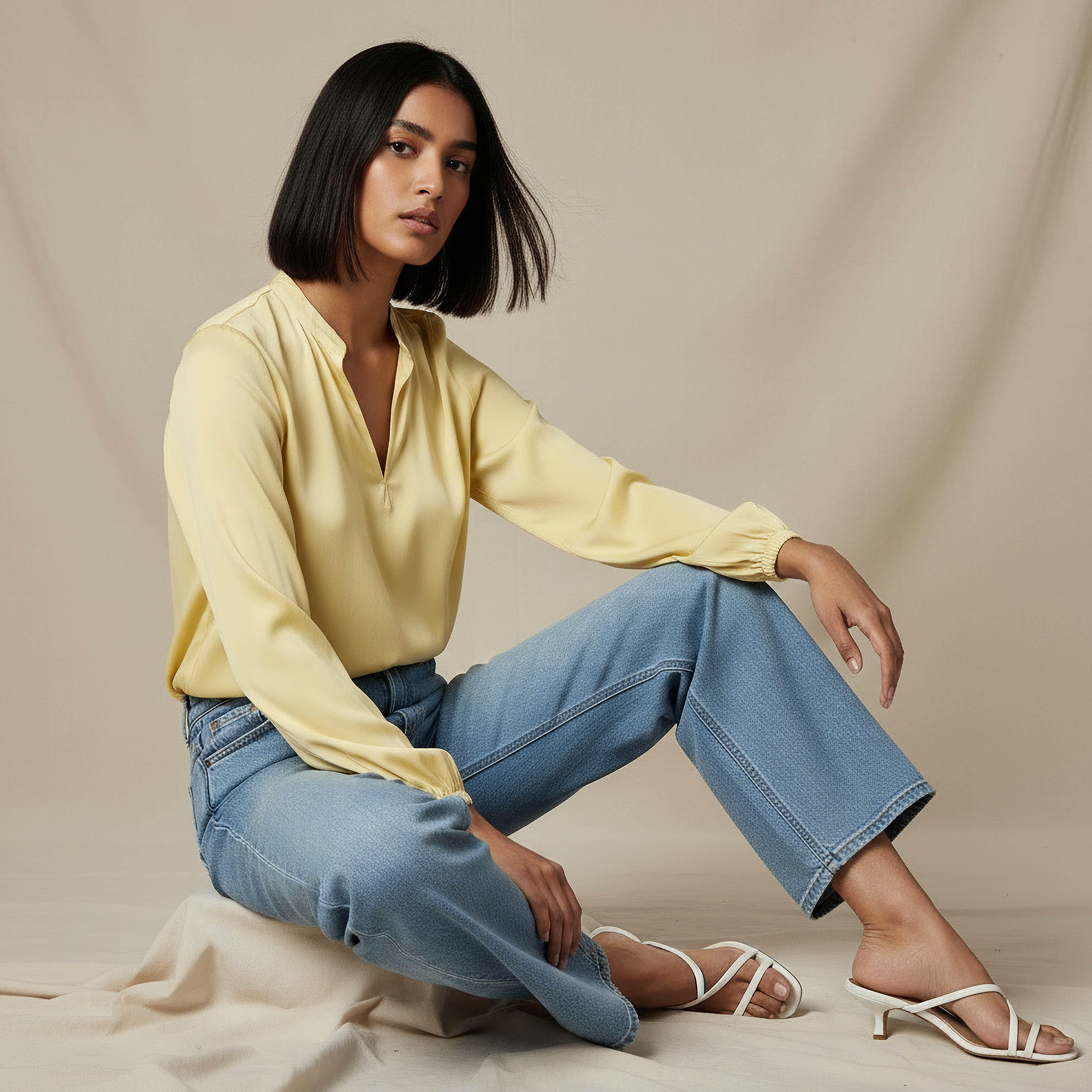 Regular Fit Viscose Top with Ruffle Trim-women-clothing-shirtsandblouses-blouses-image-5