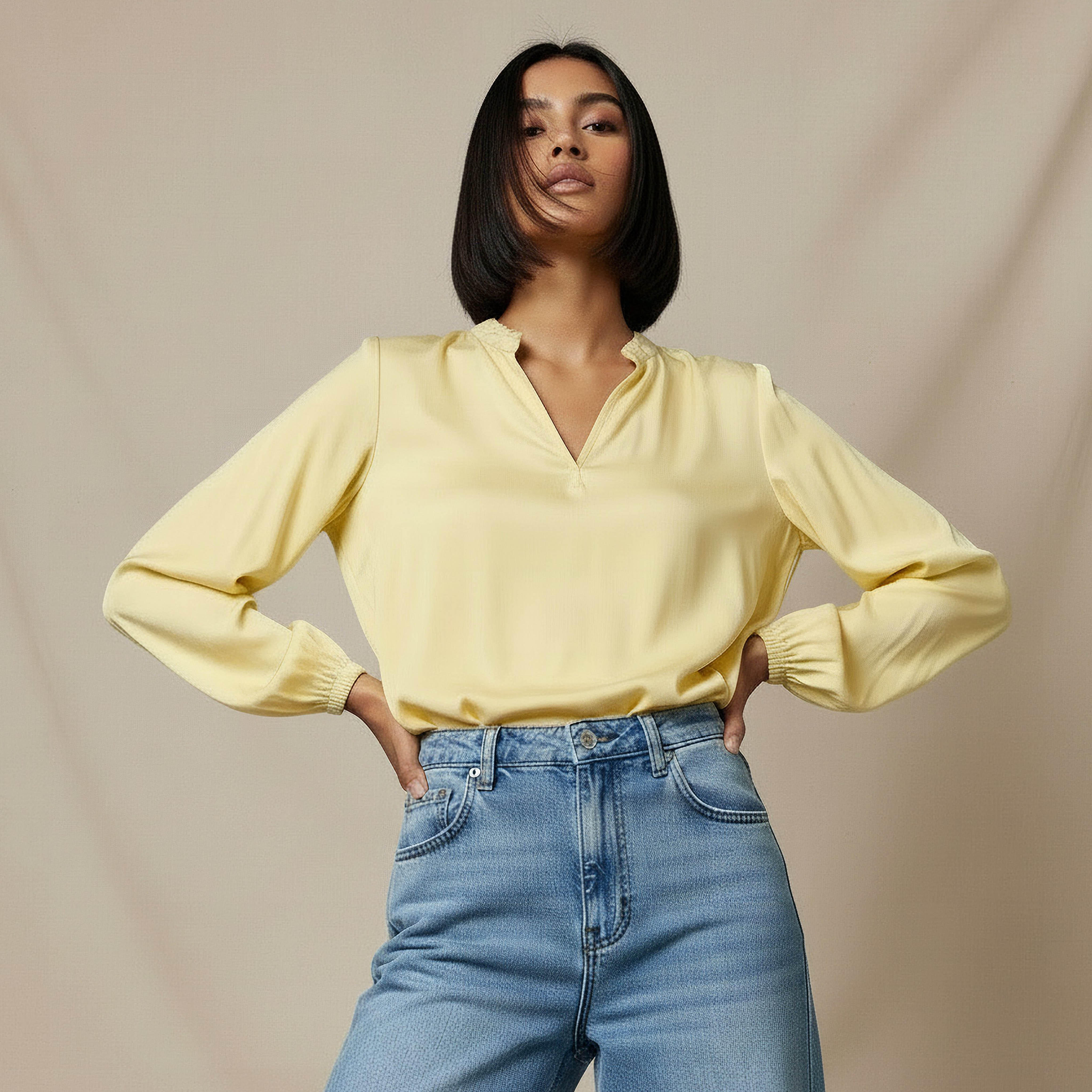 Regular Fit Viscose Top with Ruffle Trim-women-clothing-shirtsandblouses-blouses-image-6