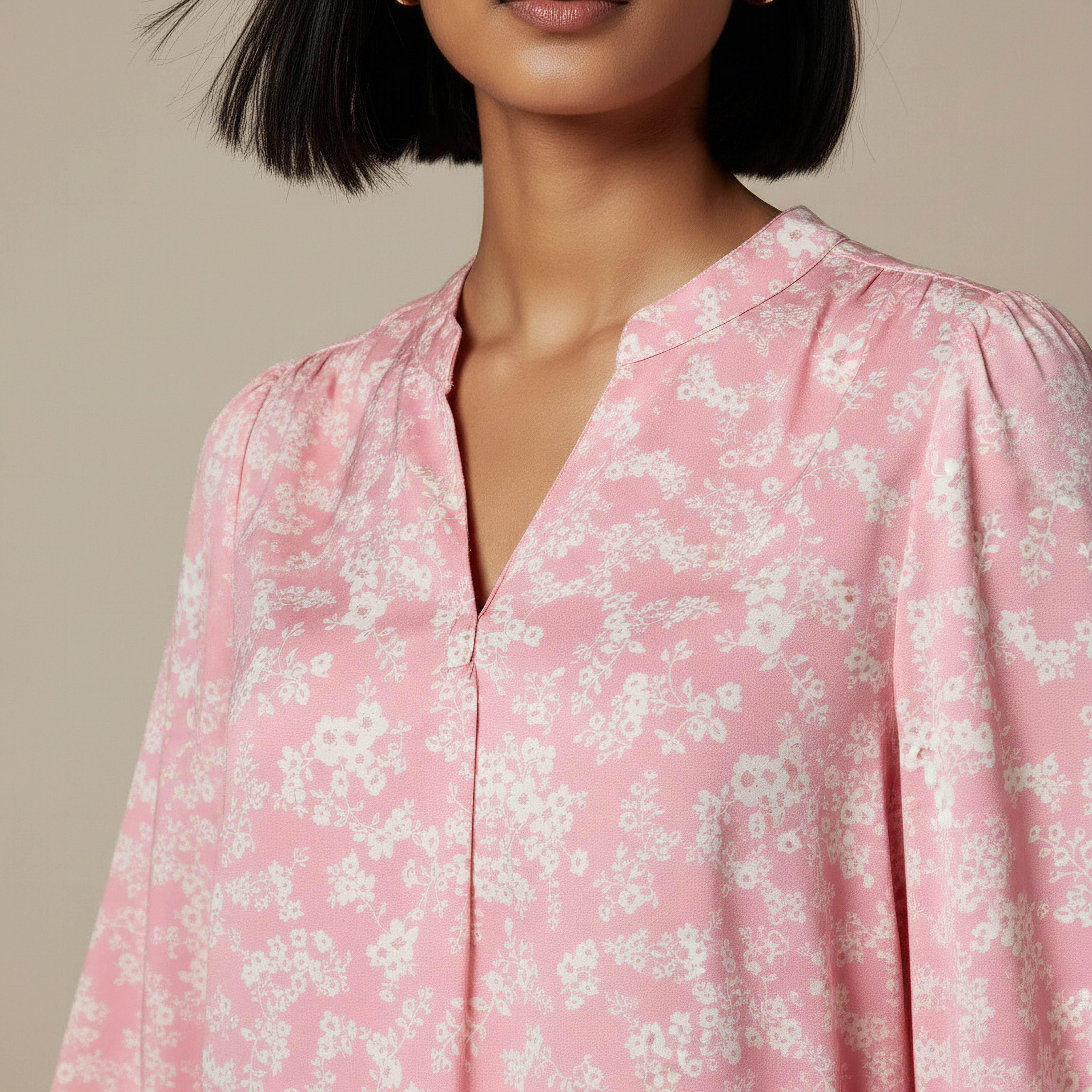 Regular Fit Viscose Mandarin Neck Top with Floral Print-women-clothing-shirtsandblouses-blouses-image-3