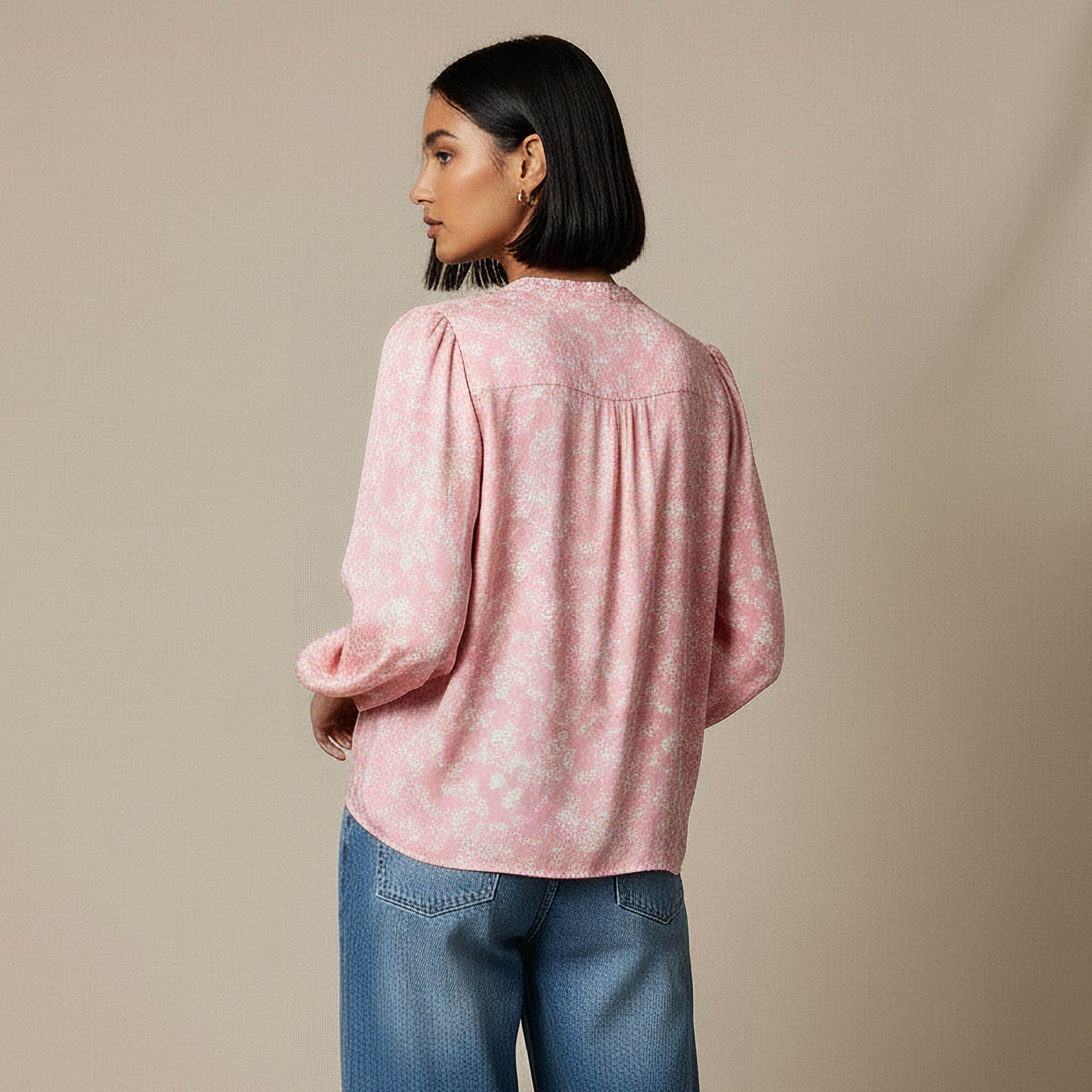 Regular Fit Viscose Mandarin Neck Top with Floral Print-women-clothing-shirtsandblouses-blouses-image-4