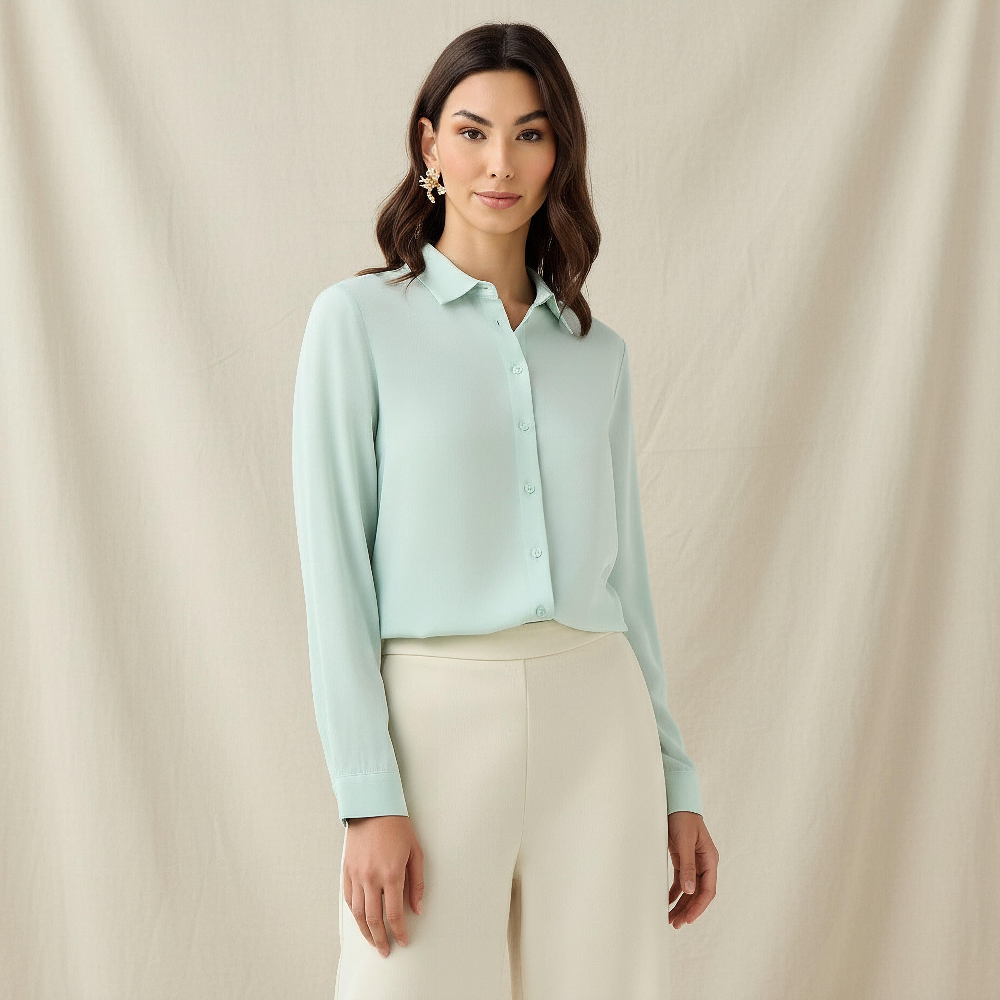 Regular Fit Viscose Shirt with Collar-women-clothing-shirtsandblouses-shirts-image-1