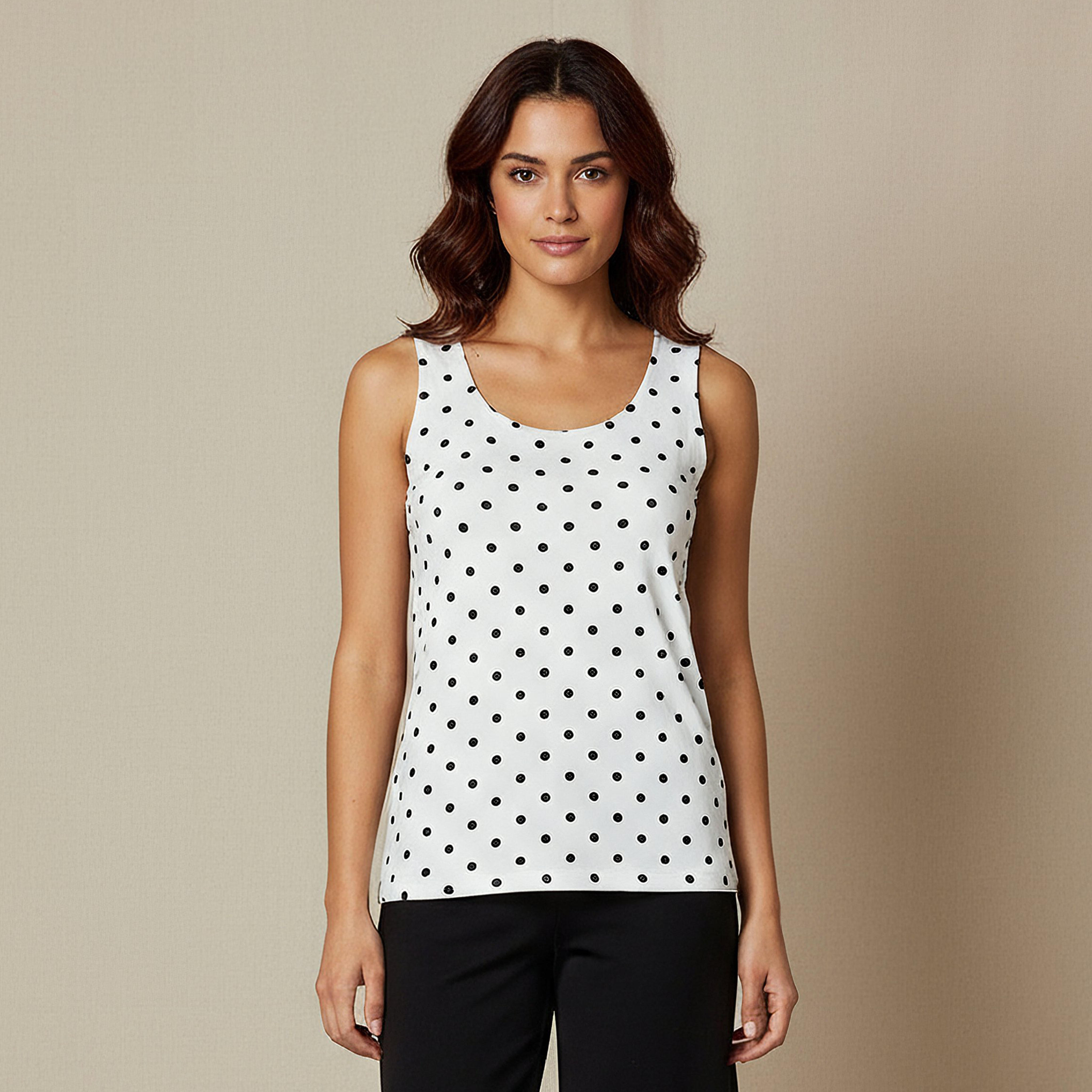 Regular Fit Tank Top with Polka Dot Print-women-clothing-tshirts-image-1