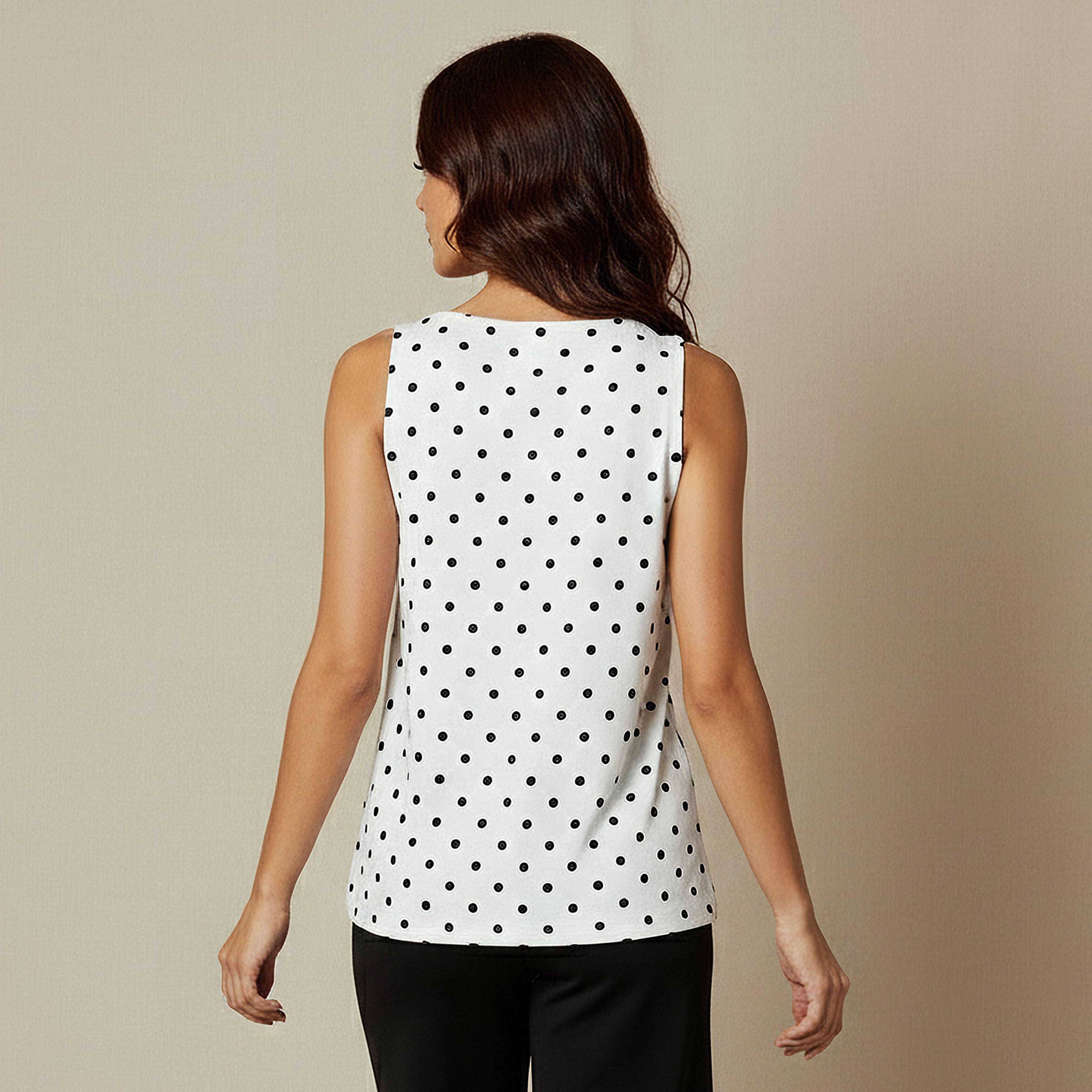 بلوزة تانك بقصّة عادية وطبعات منقطة-women-clothing-tshirts-image-3