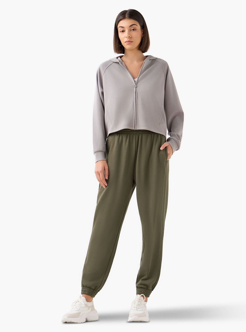 بنطلون رياضي بقصّة عادية وخصر مرن وجيوب-women-clothing-bottoms-joggers-image-2