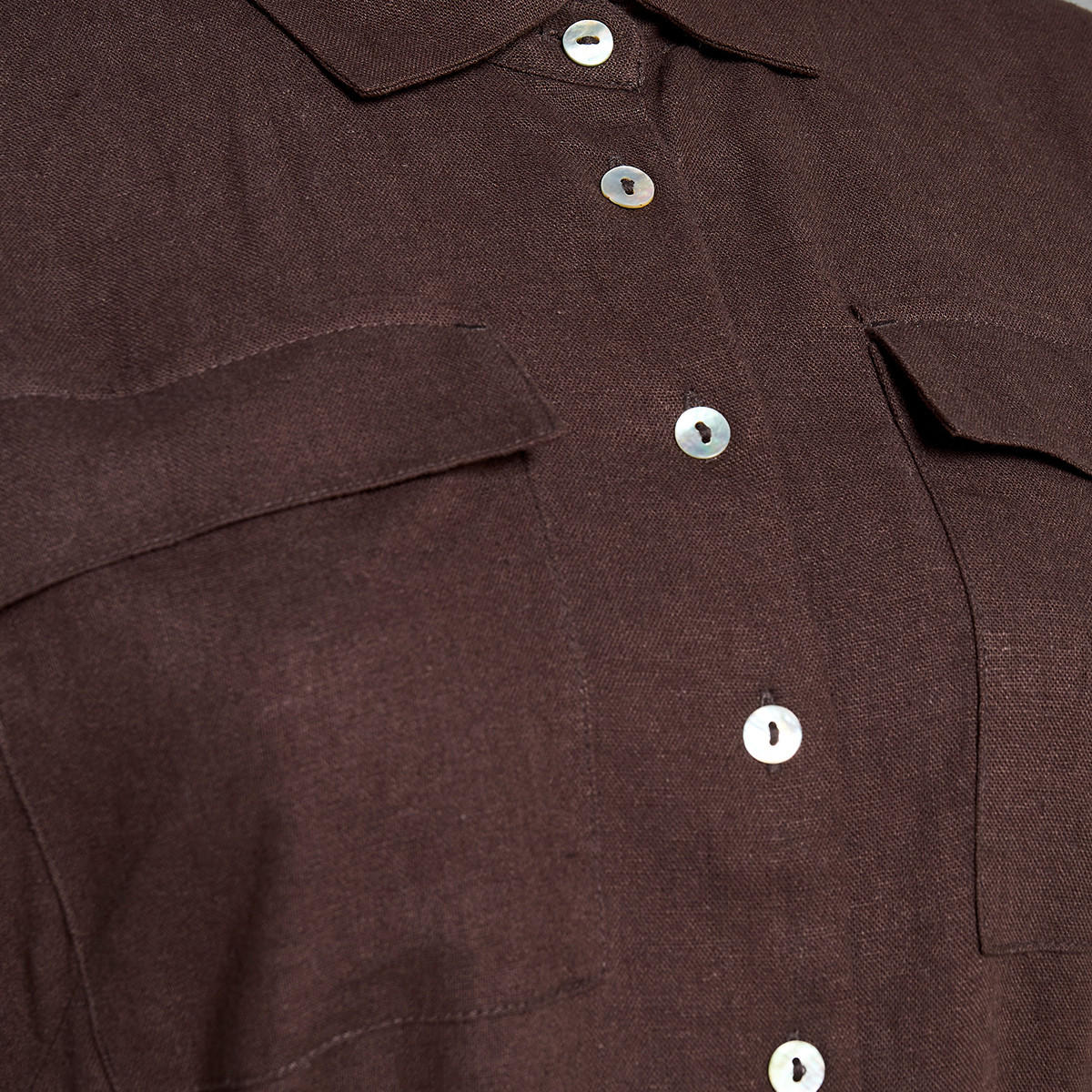 Midi Linen Blend Shirt Dress with Tie-Up Belt-women-clothing-dresses-image-2