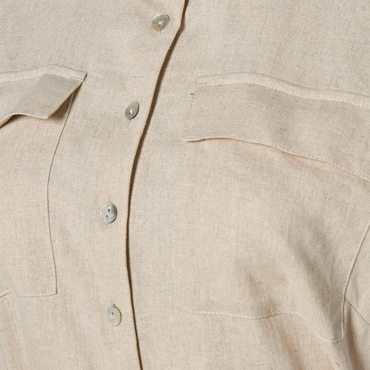Midi Linen Blend Shirt Dress with Tie-Up Belt-women-clothing-dresses-image-2