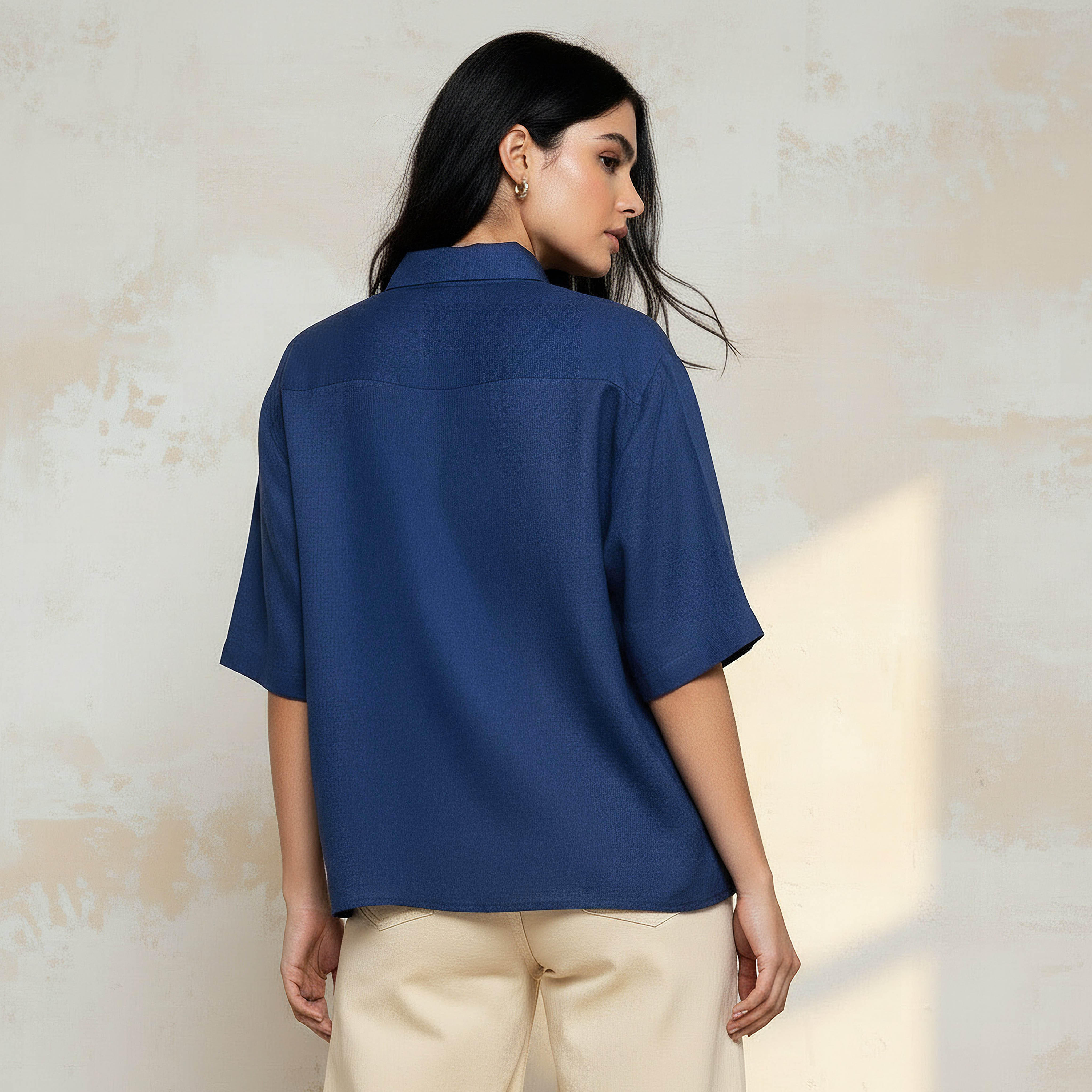 Linen Blend Shirt with Short Sleeves-women-clothing-shirtsandblouses-shirts-image-4