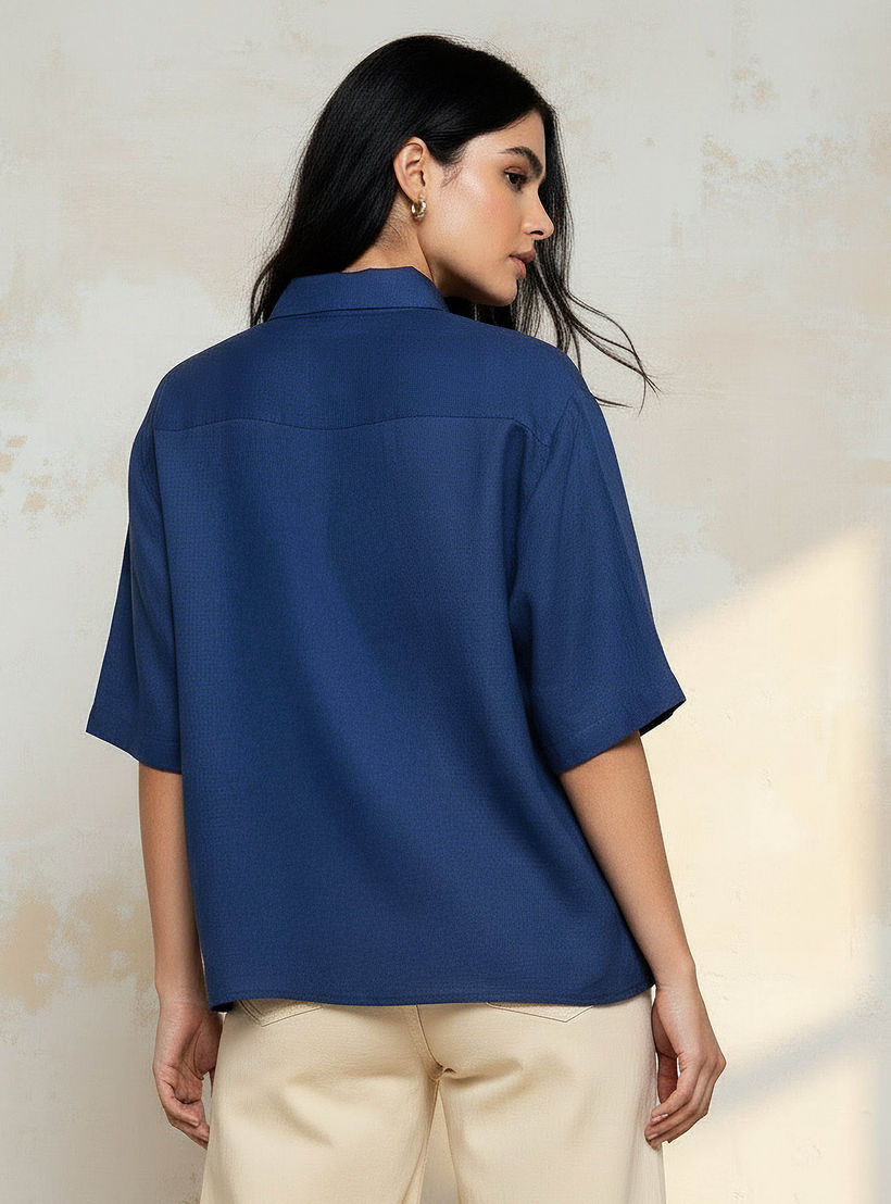 Linen Blend Shirt with Short Sleeves-women-clothing-shirtsandblouses-shirts-image-4