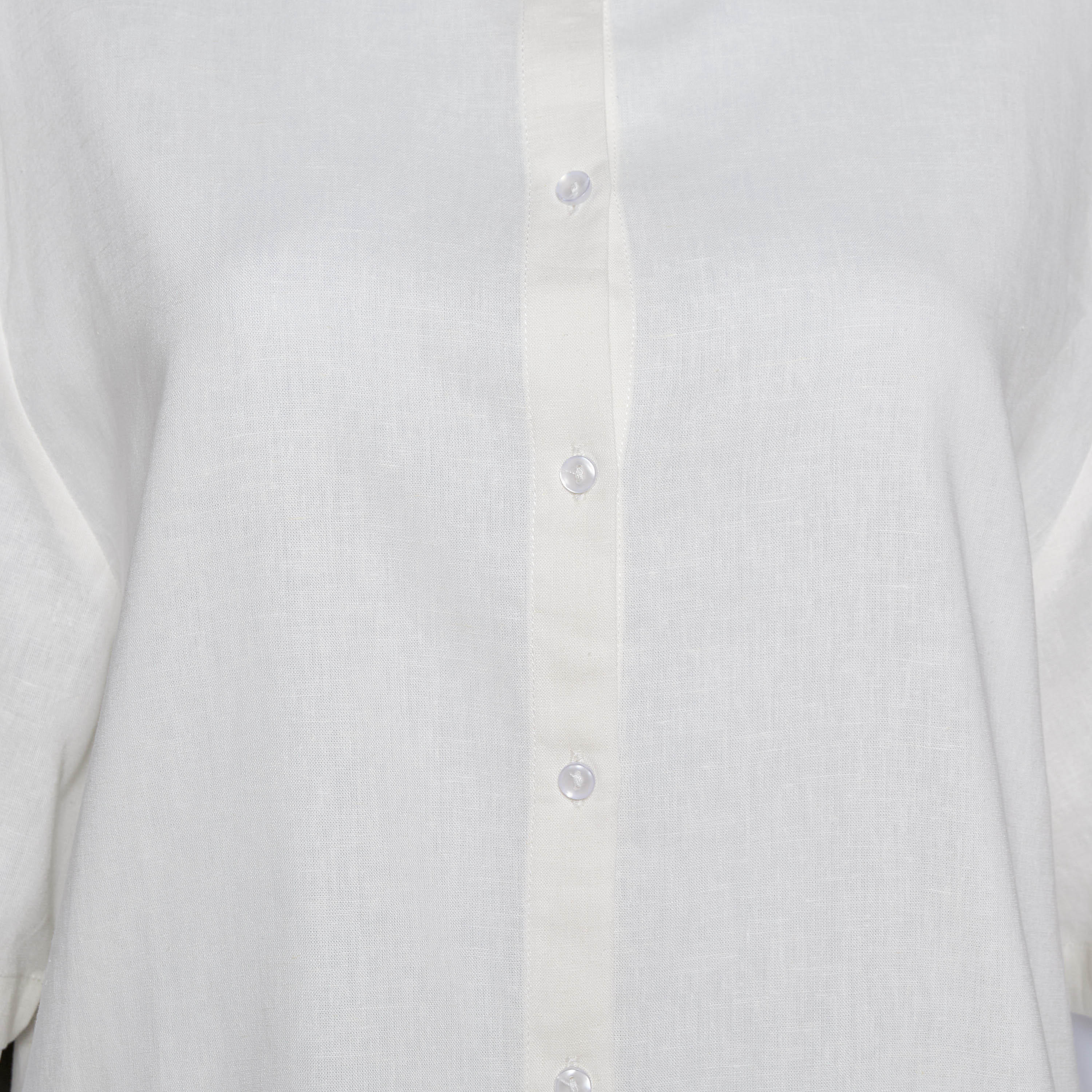 Linen Blend Shirt with Short Sleeves-women-clothing-shirtsandblouses-shirts-image-2