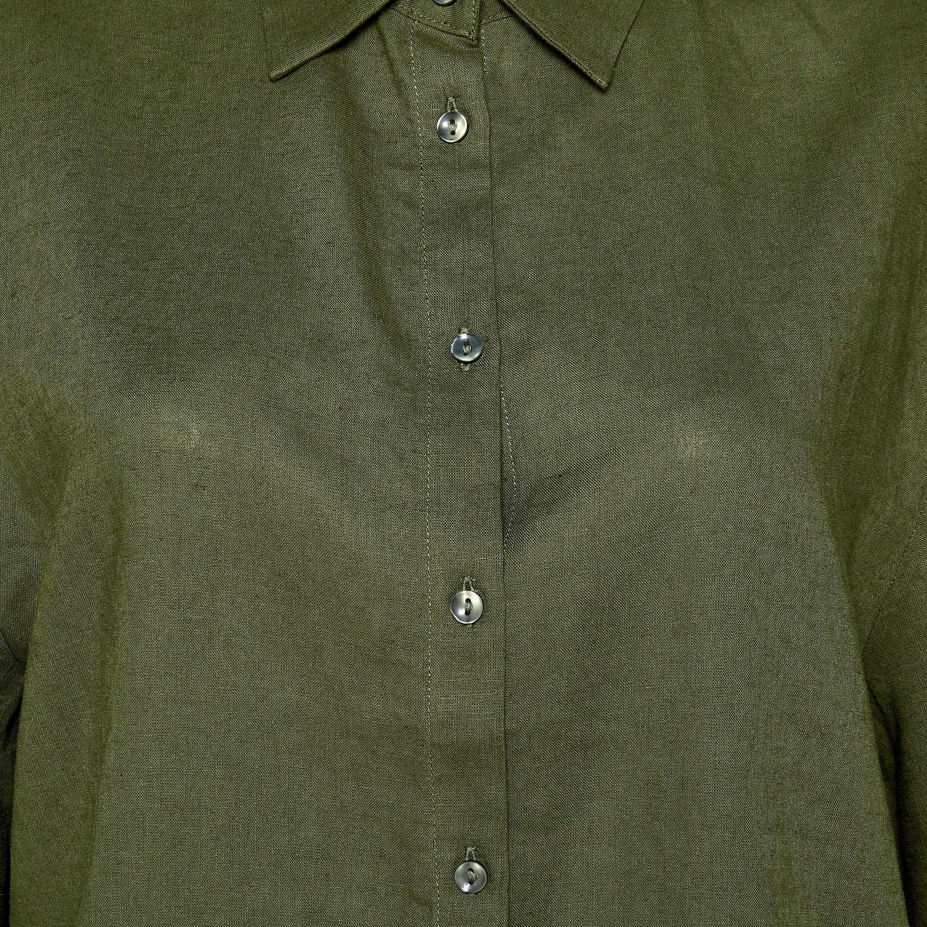 Linen Blend Shirt with Short Sleeves-women-clothing-shirtsandblouses-shirts-image-2