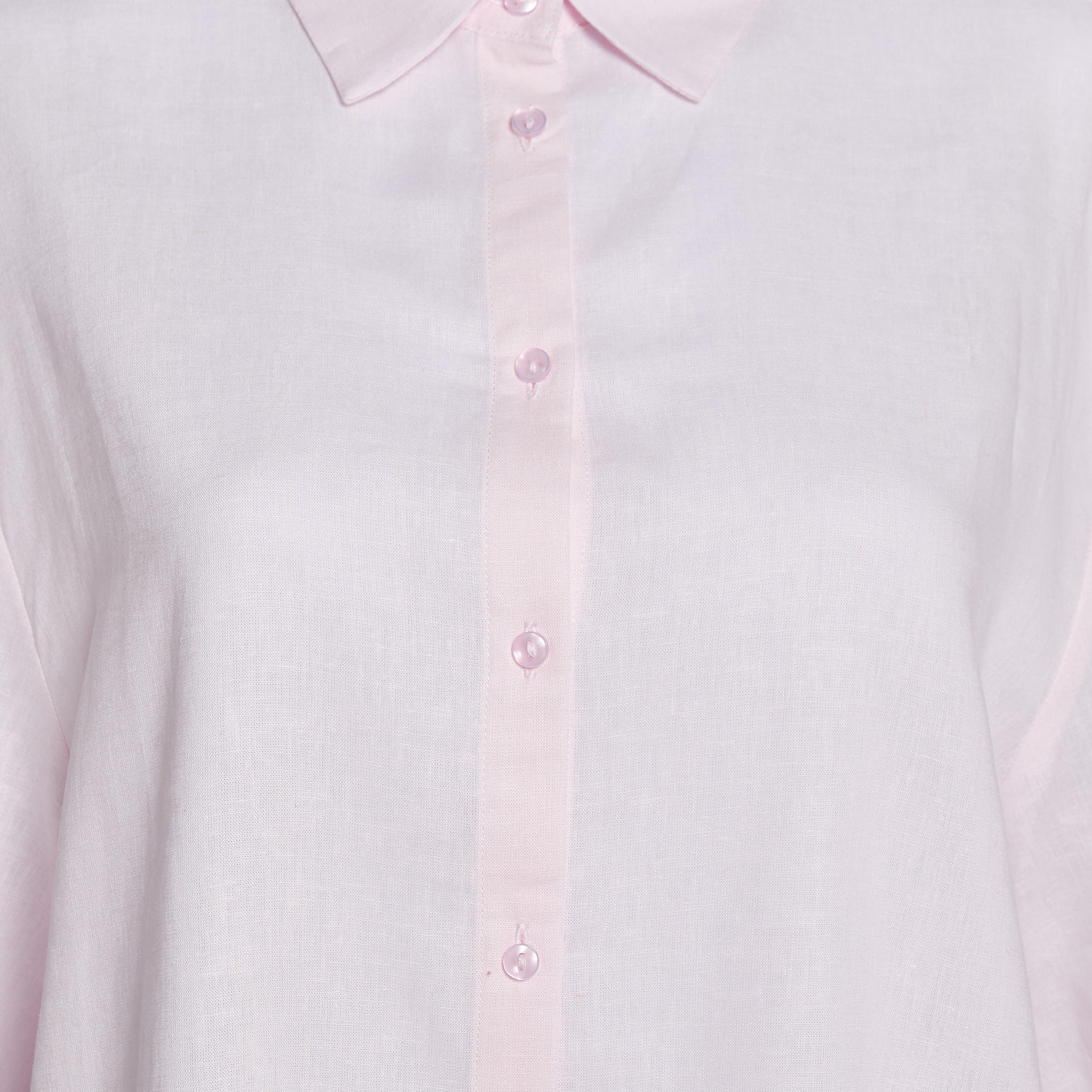 Linen Blend Shirt with Short Sleeves-women-clothing-shirtsandblouses-shirts-image-2