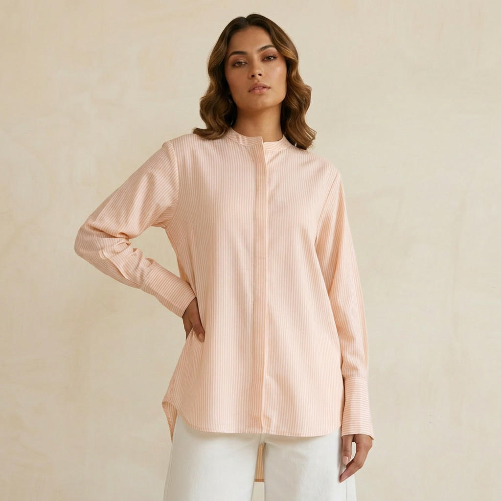 قميص مقلم بياقة ماندارين-women-clothing-shirtsandblouses-shirts-image-1