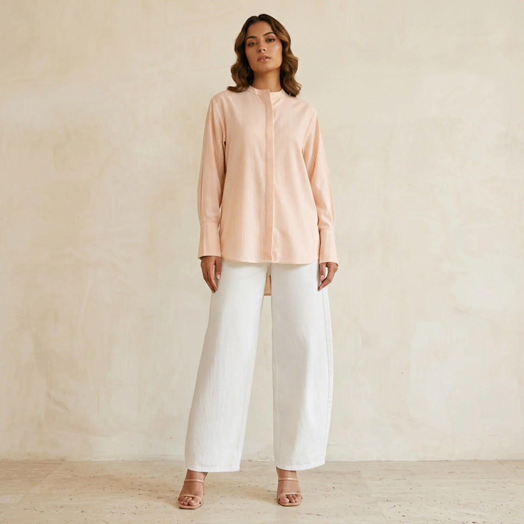 قميص مقلم بياقة ماندارين-women-clothing-shirtsandblouses-shirts-image-3