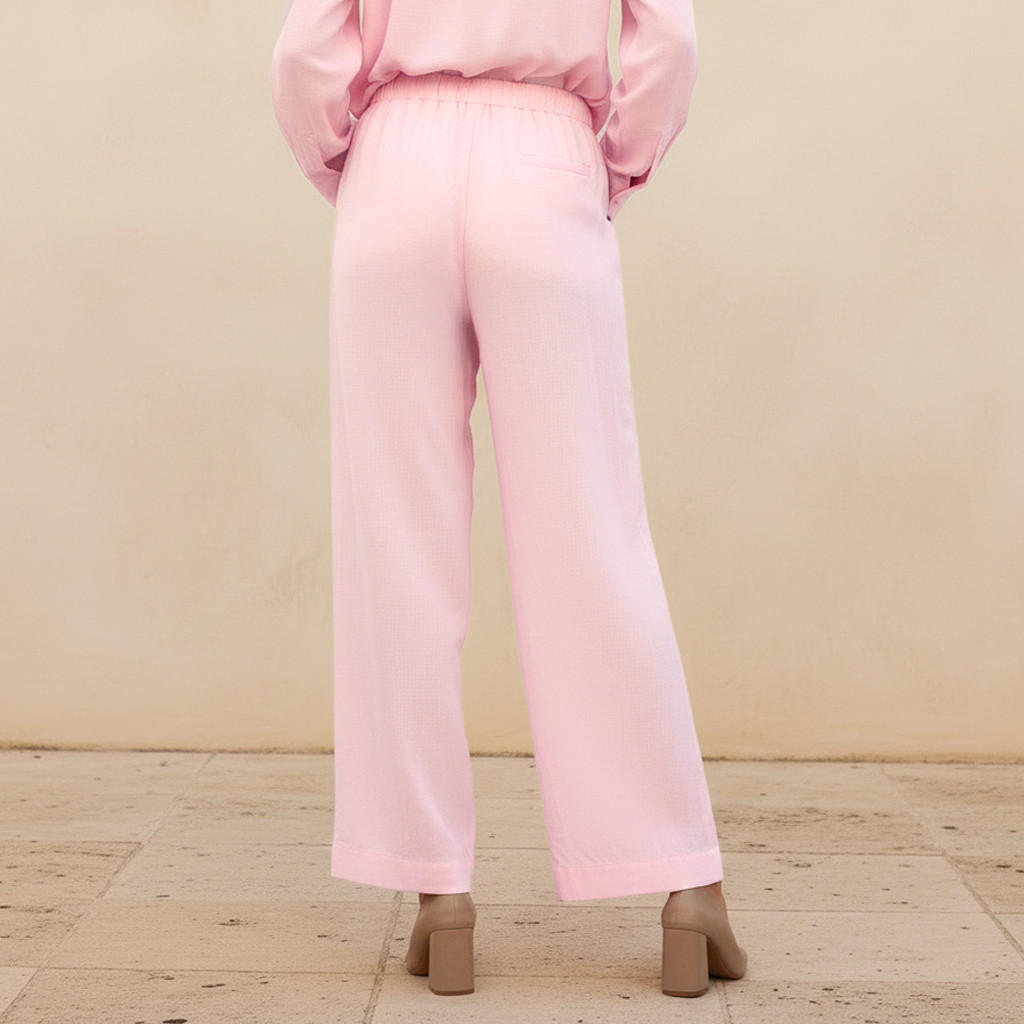 Wide Leg Flexi Waist Cut and Sew Linen Blend Pants-women-clothing-coordsets-image-4