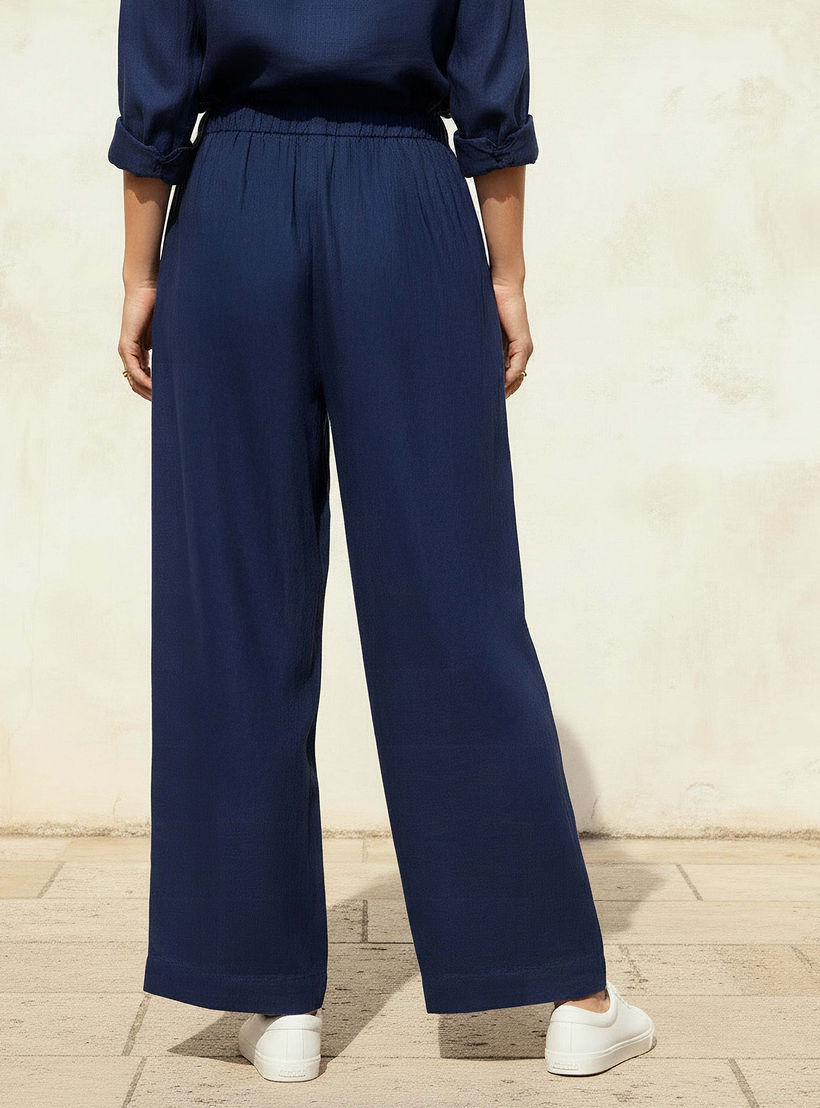 Wide Leg Flexi Waist Cut and Sew Linen Blend Pants-women-clothing-coordsets-image-4