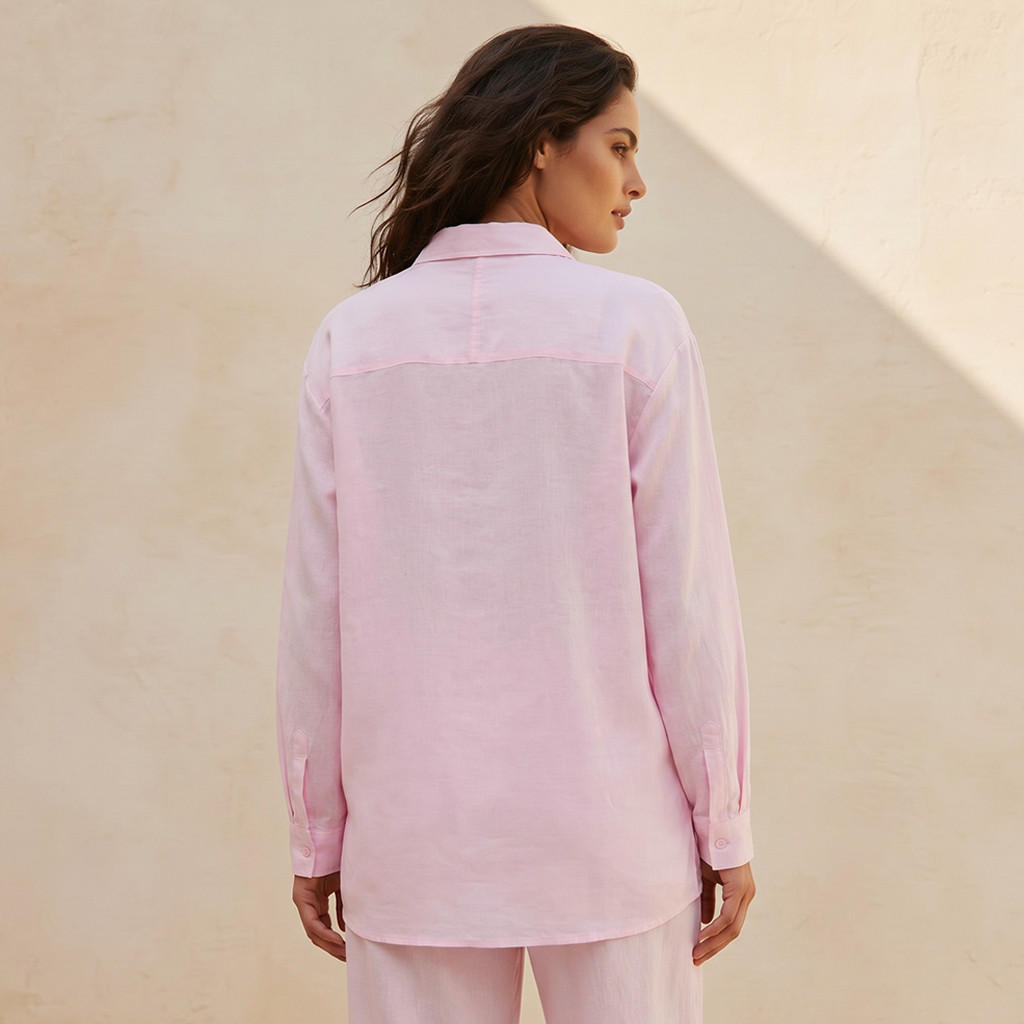 Oversized Linen Blend Shirt with Long Sleeves-women-clothing-shirtsandblouses-shirts-image-4