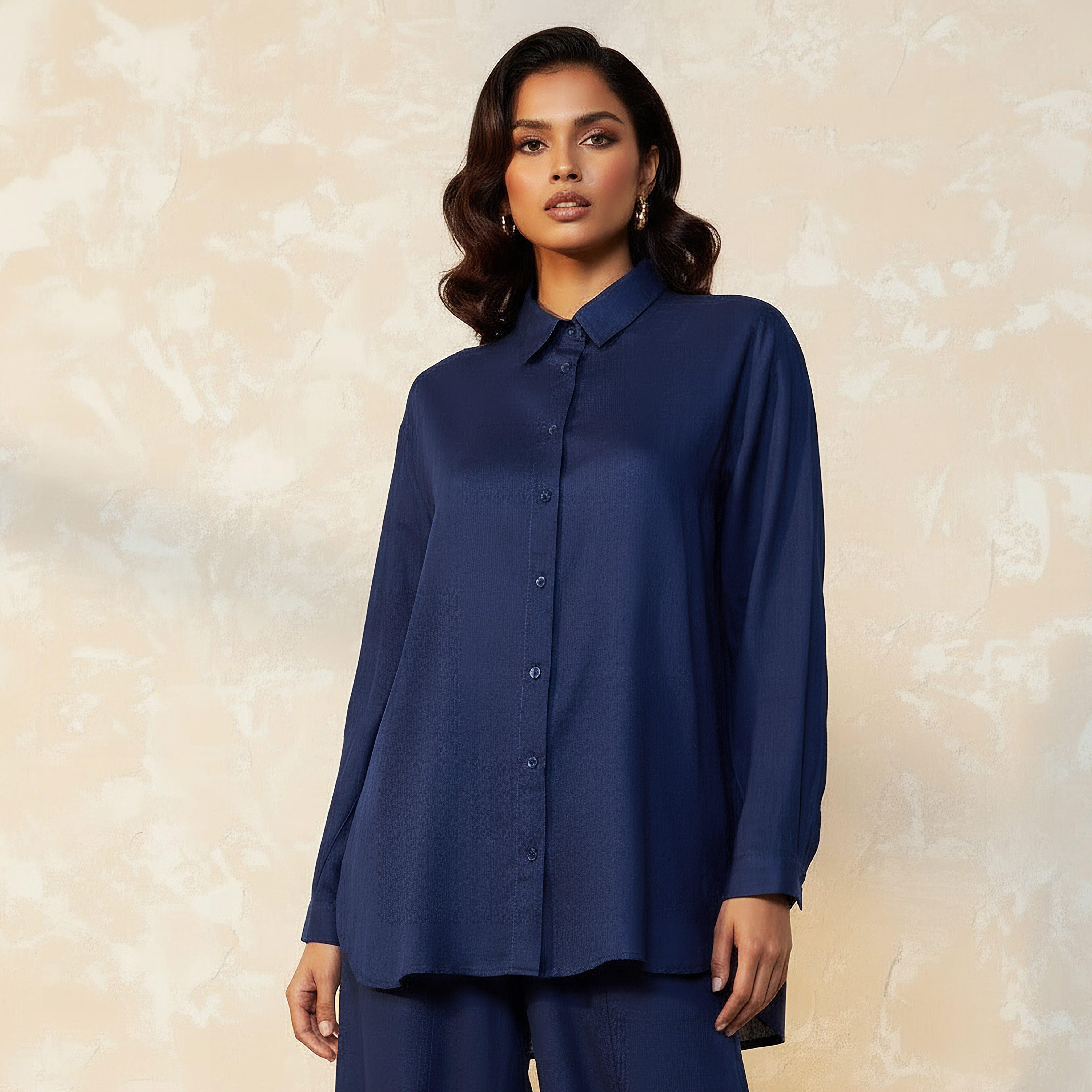 Oversized Linen Blend Shirt with Long Sleeves-women-clothing-shirtsandblouses-shirts-image-1