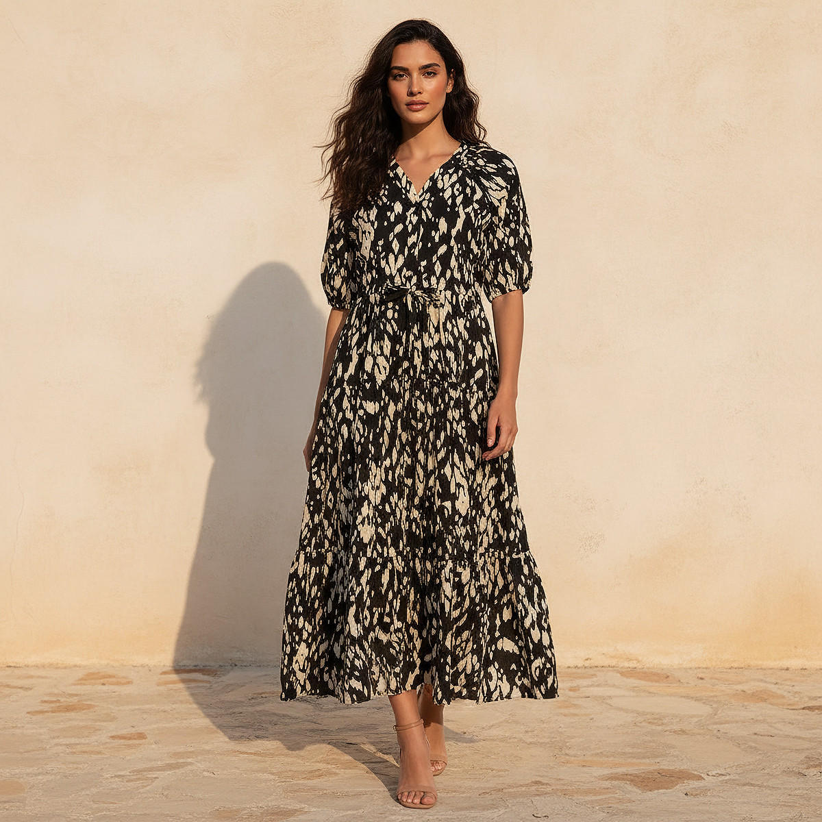 Tiered Maxi Cotton Dress with Lace Detail-women-clothing-dresses-image-1