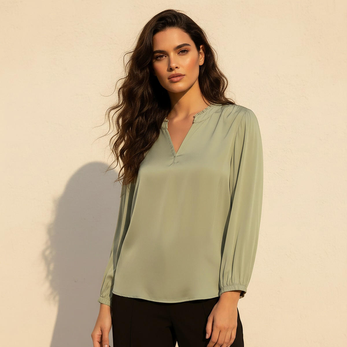 Viscose Top with Ruffle Trim-women-clothing-shirtsandblouses-blouses-image-1