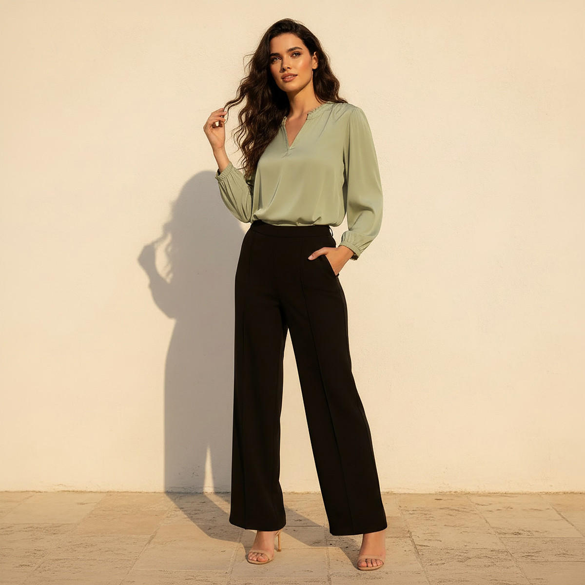 Viscose Top with Ruffle Trim-women-clothing-shirtsandblouses-blouses-image-3