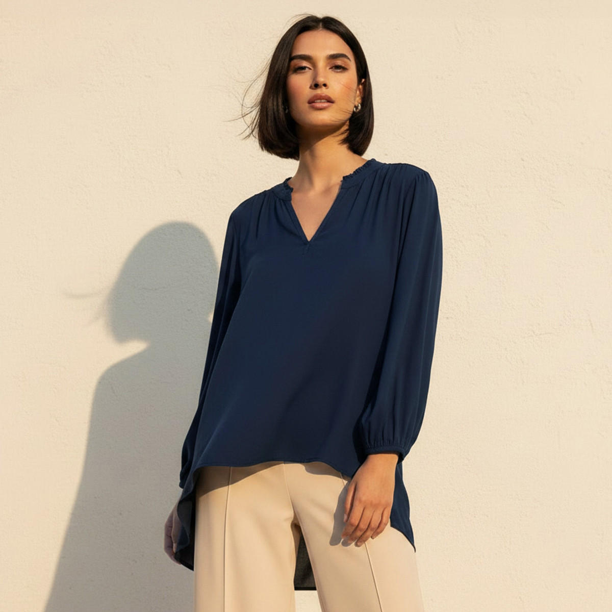 Viscose Top with Ruffle Trim-women-clothing-shirtsandblouses-blouses-image-1