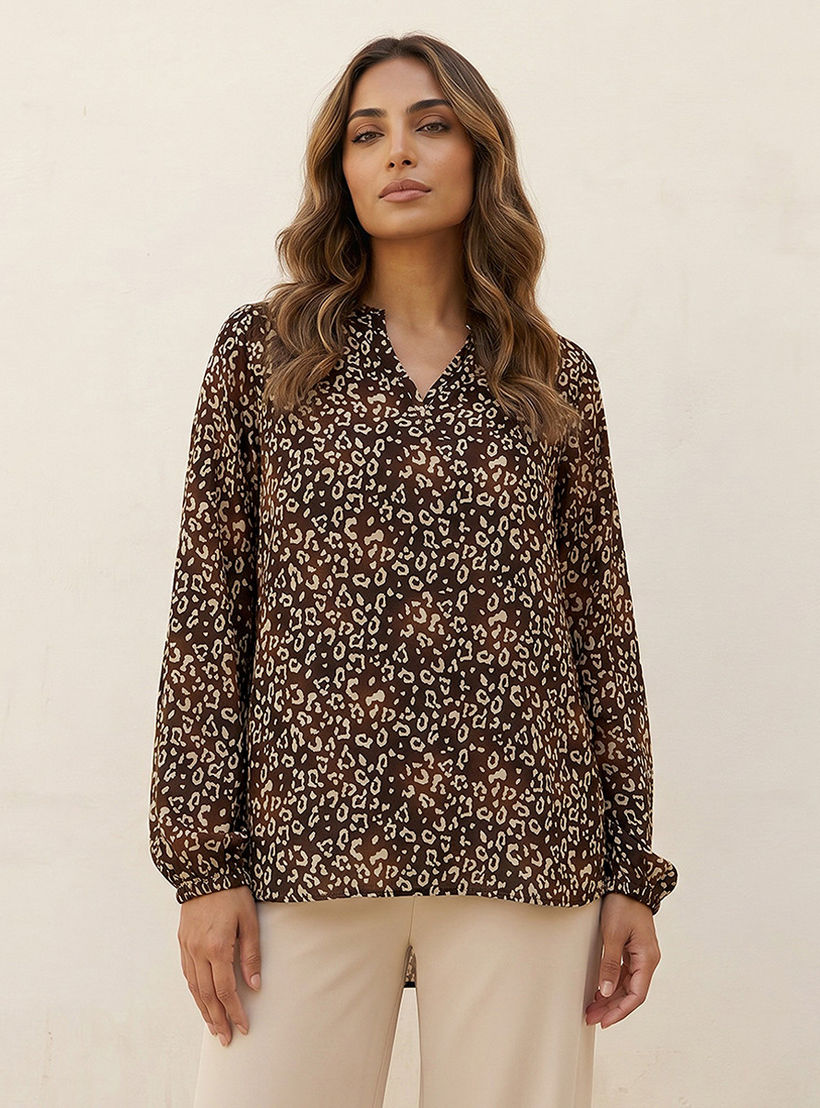 بلوزة فيسكوز بطبعات حيوانات-women-clothing-shirtsandblouses-blouses-image-1
