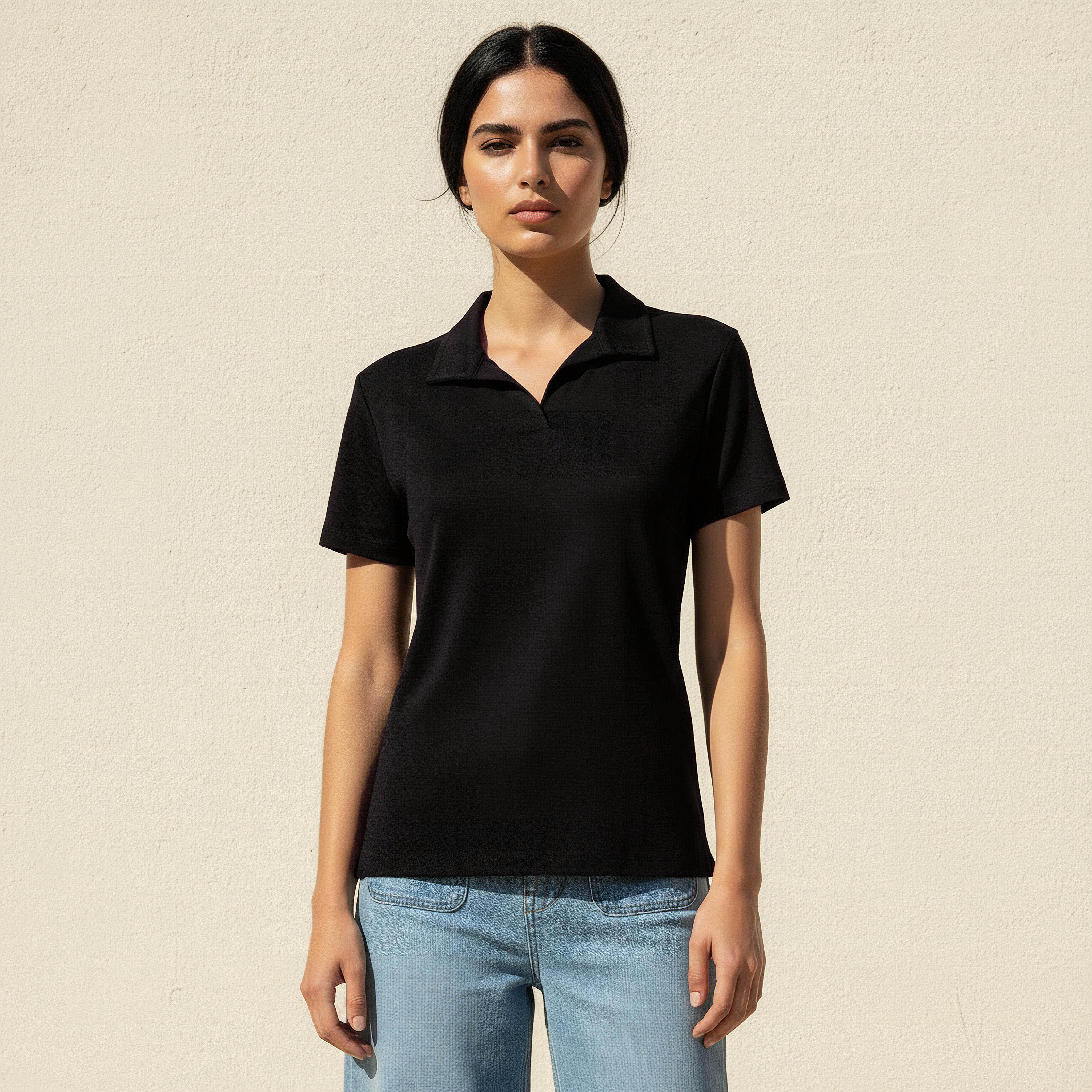 T-shirt with Johnny Collar-women-clothing-tshirts-image-1