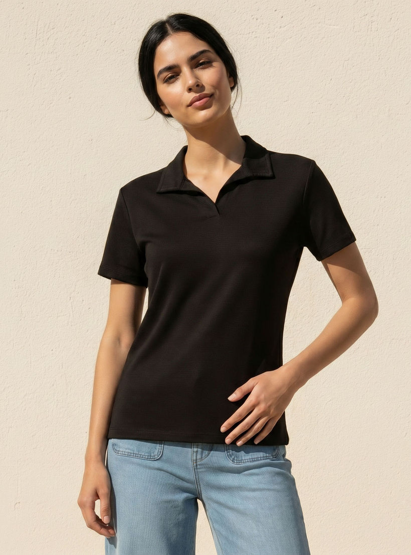 تيشيرت بياقة جوني-women-clothing-tshirts-image-1