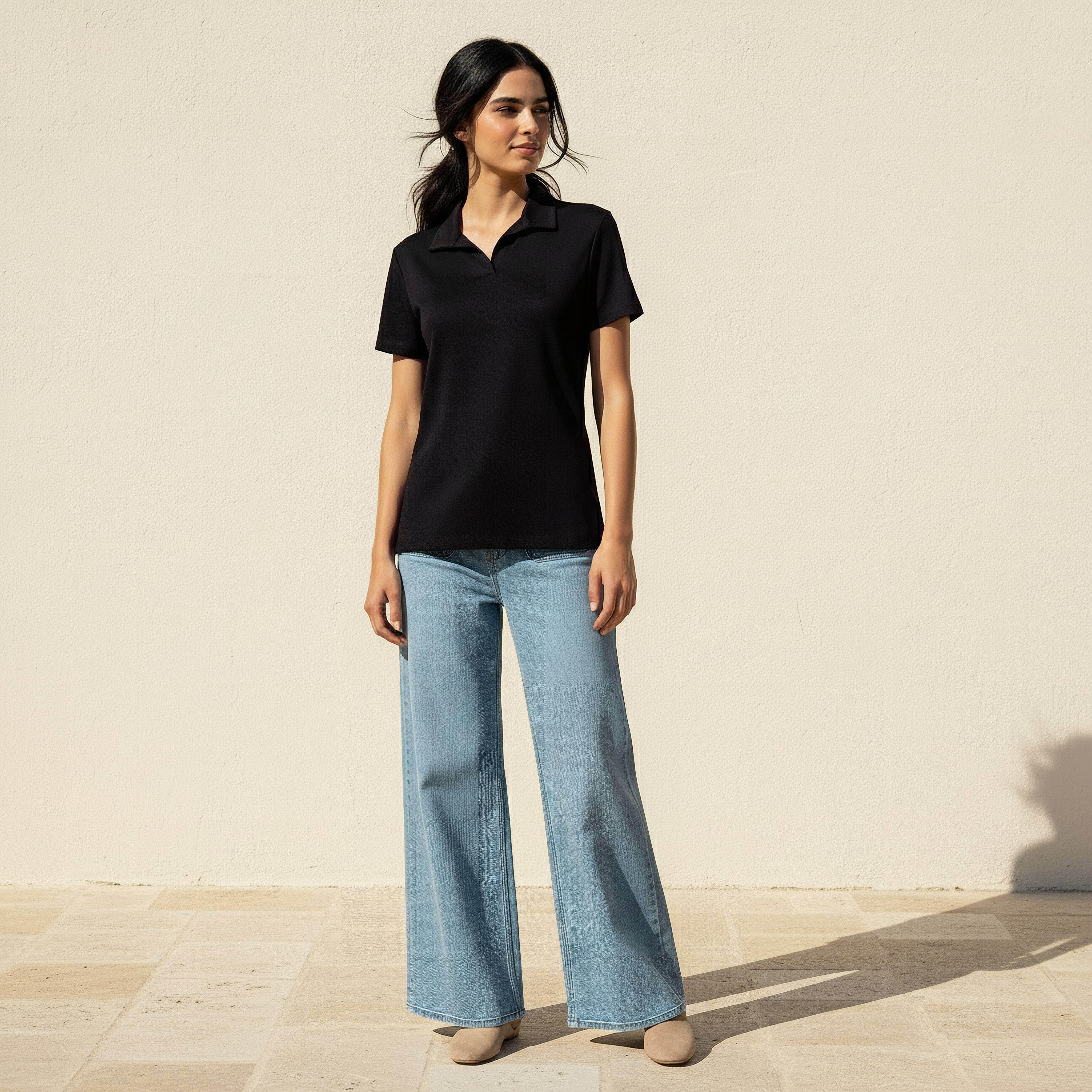T-shirt with Johnny Collar-women-clothing-tshirts-image-3