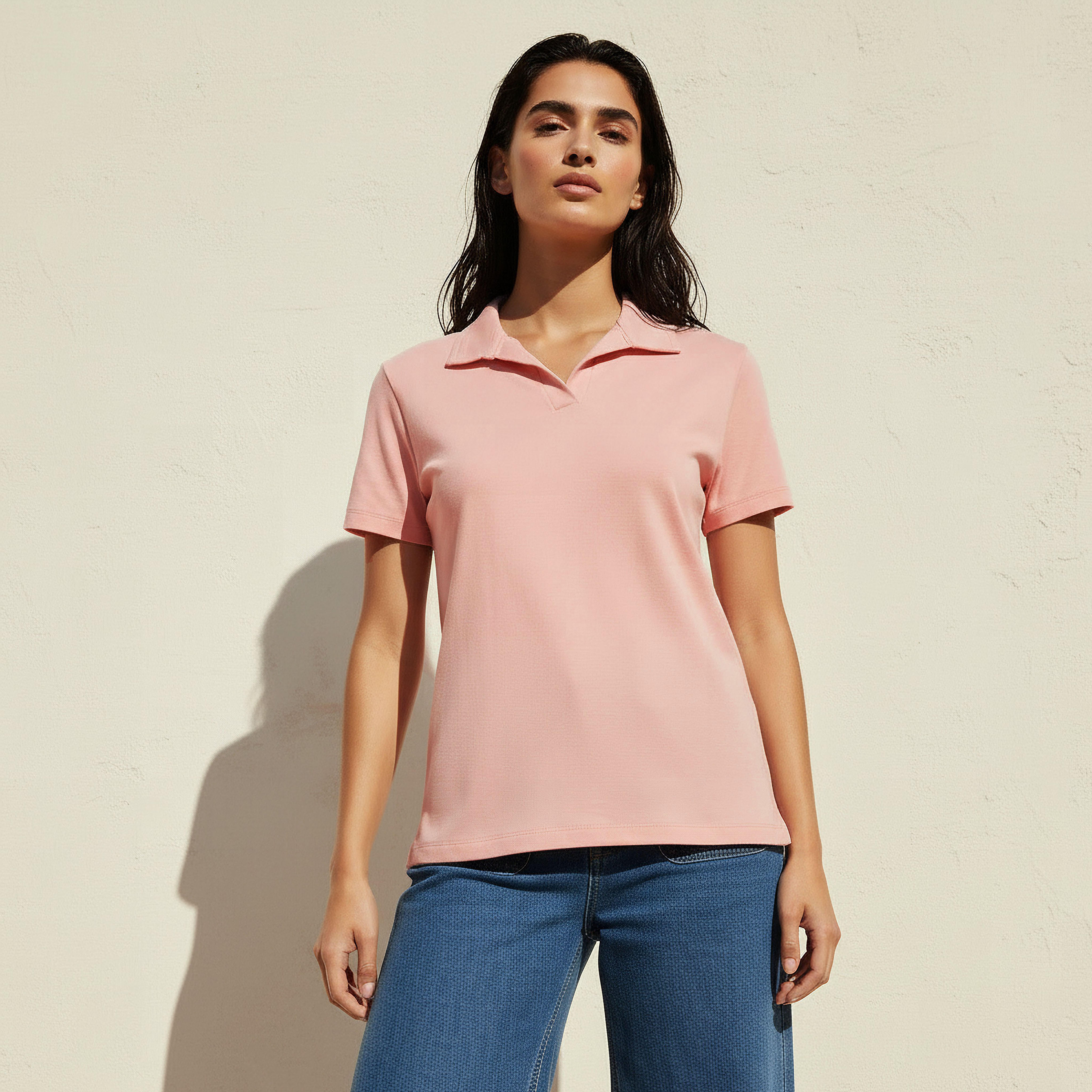 T-shirt with Johnny Collar-women-clothing-tshirts-image-1