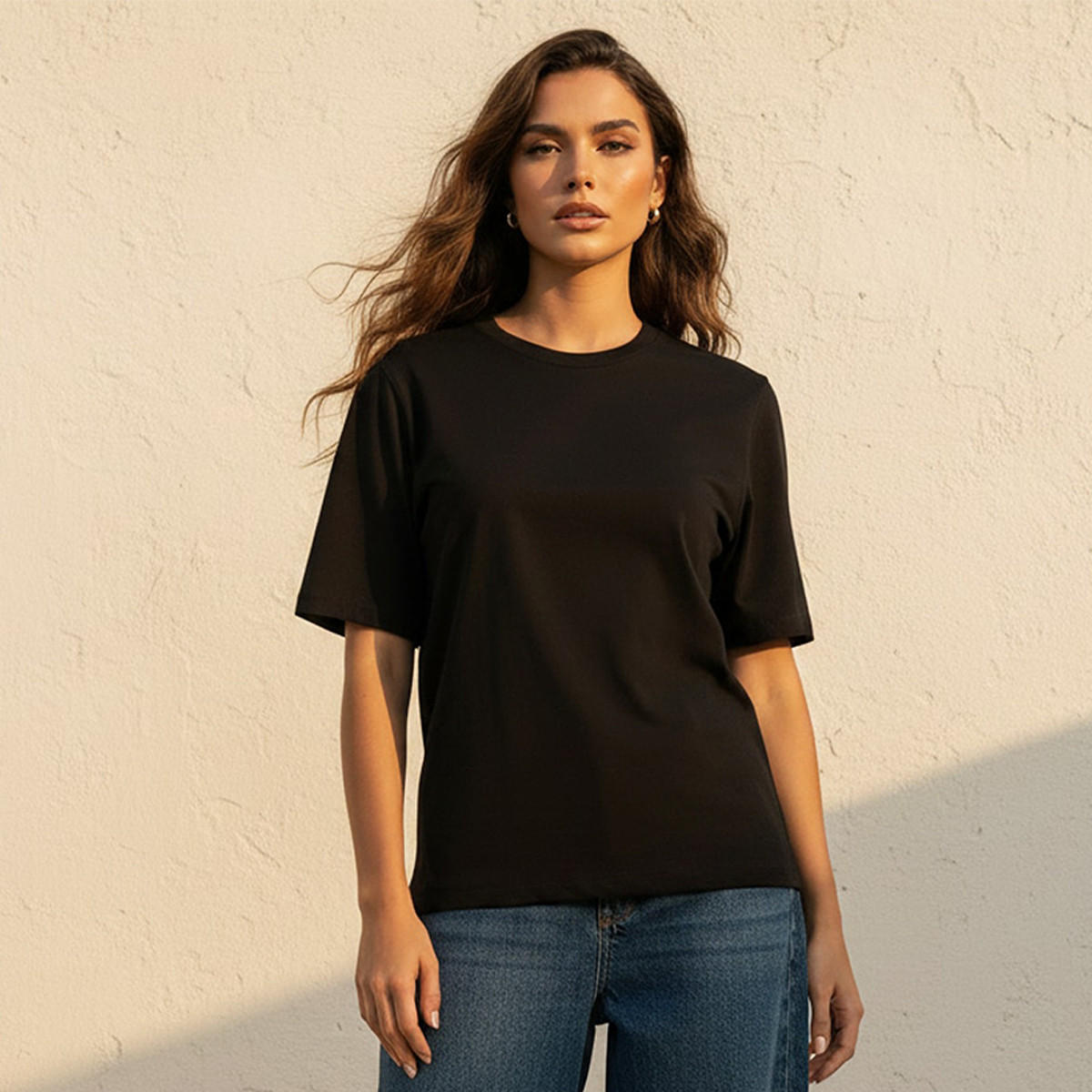 Relaxed Fit Cotton T-shirt with Crew Neck-women-clothing-tshirts-image-1