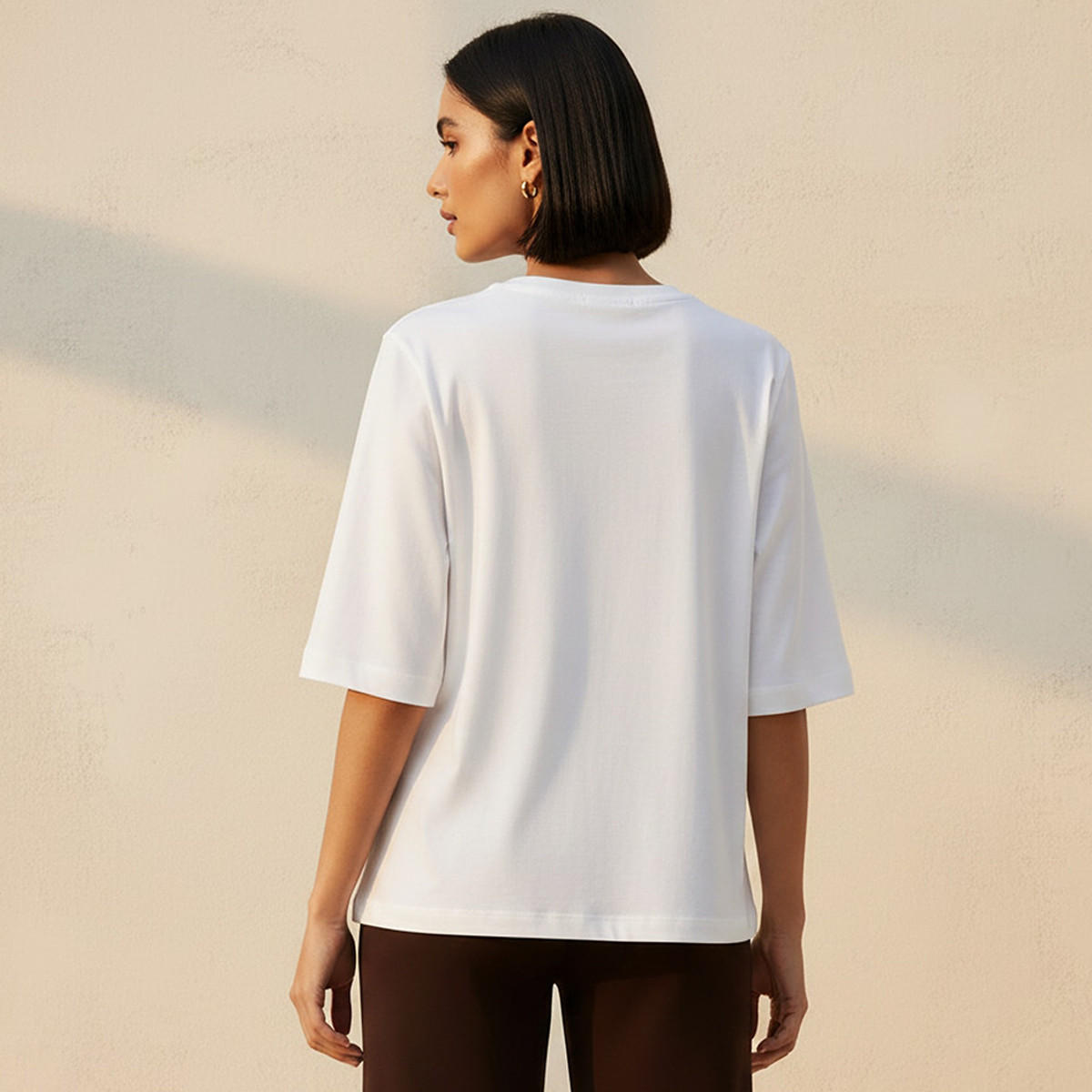 تيشيرت قطن بقصة مريحة وياقة ضيقة-women-clothing-tshirts-image-4