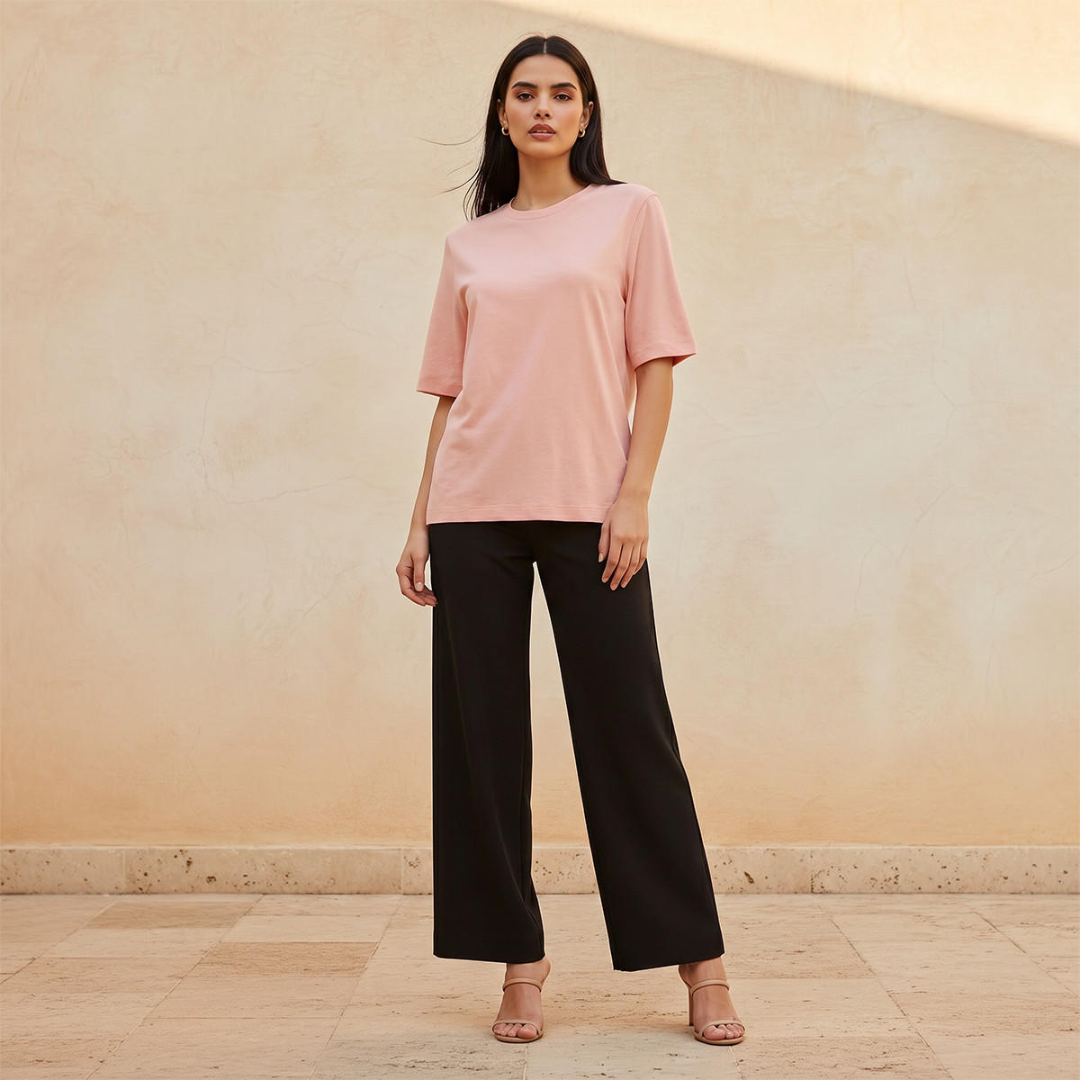 Relaxed Fit Cotton T-shirt with Crew Neck-women-clothing-tshirts-image-3