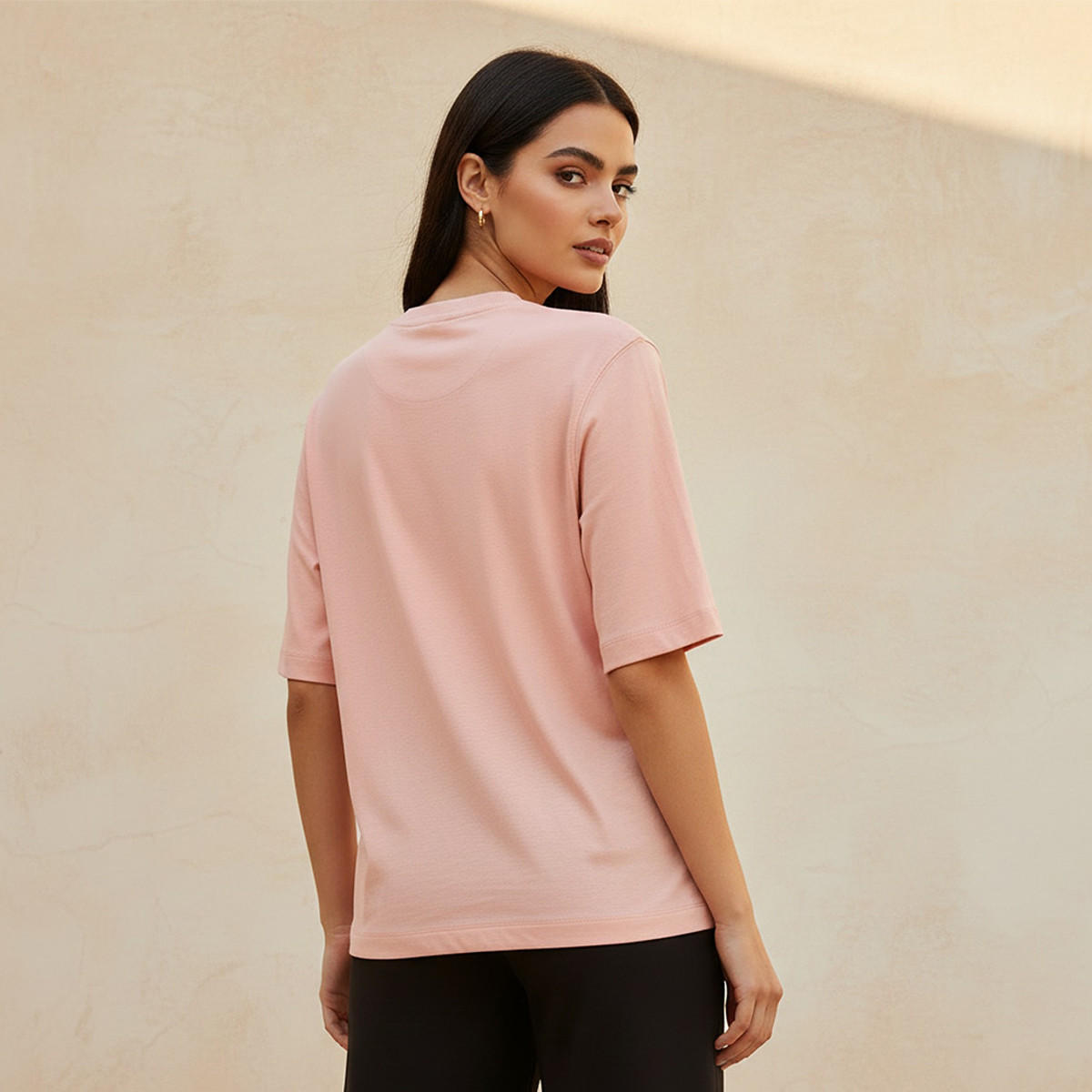 Relaxed Fit Cotton T-shirt with Crew Neck-women-clothing-tshirts-image-4