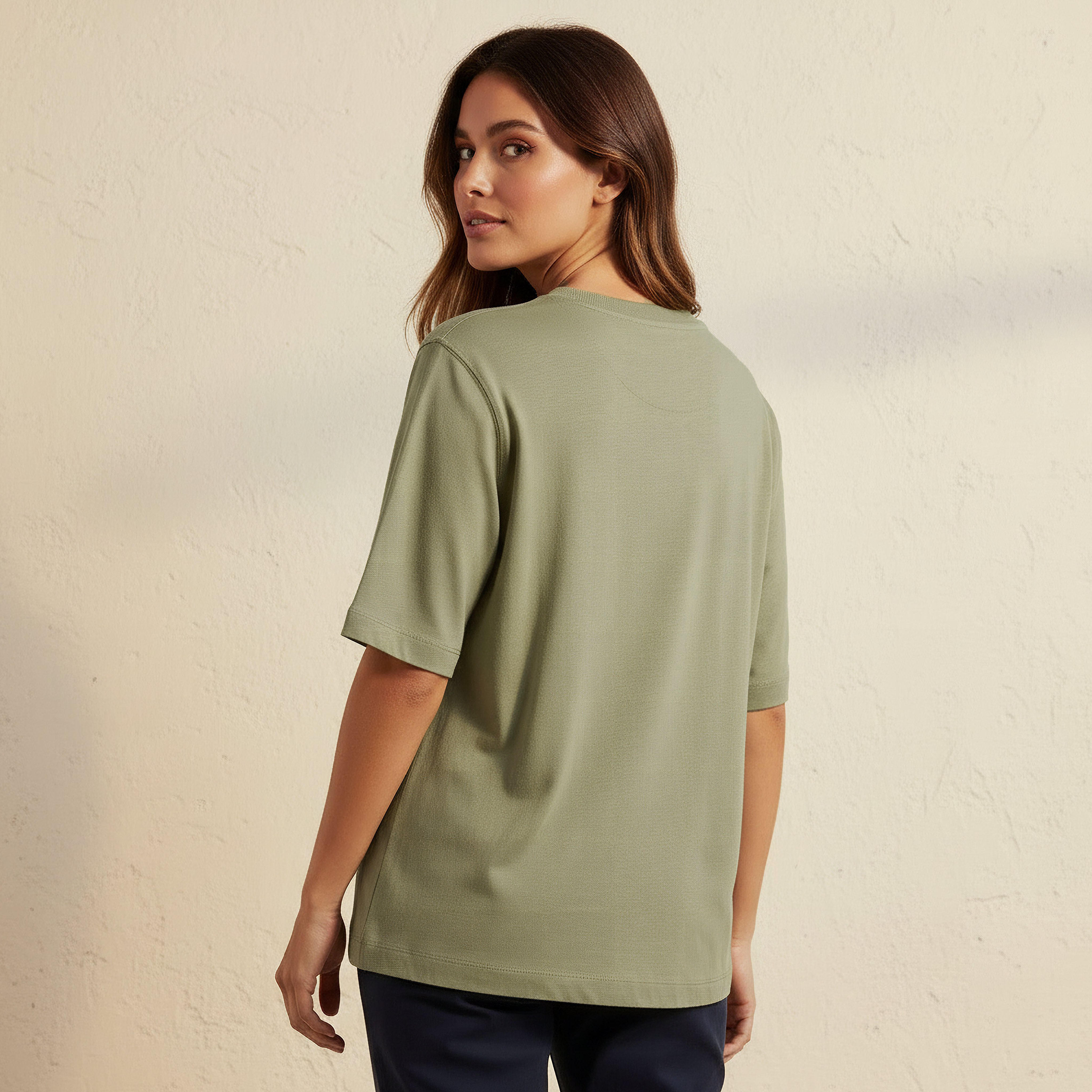 Relaxed Fit Cotton T-shirt with Crew Neck-women-clothing-tshirts-image-4